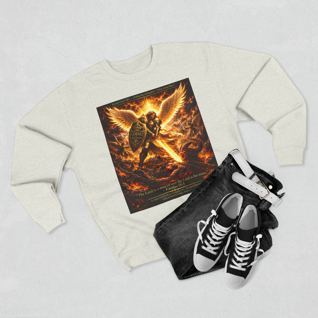 GODiQ™ Royal Kingdom Urban Armor™ "The Sword of the Spirit" Christian Crewneck Sweatshirt | Luxury Spiritual Warfare Graphic Sweatshirt | Premium Faith-Based Apparel