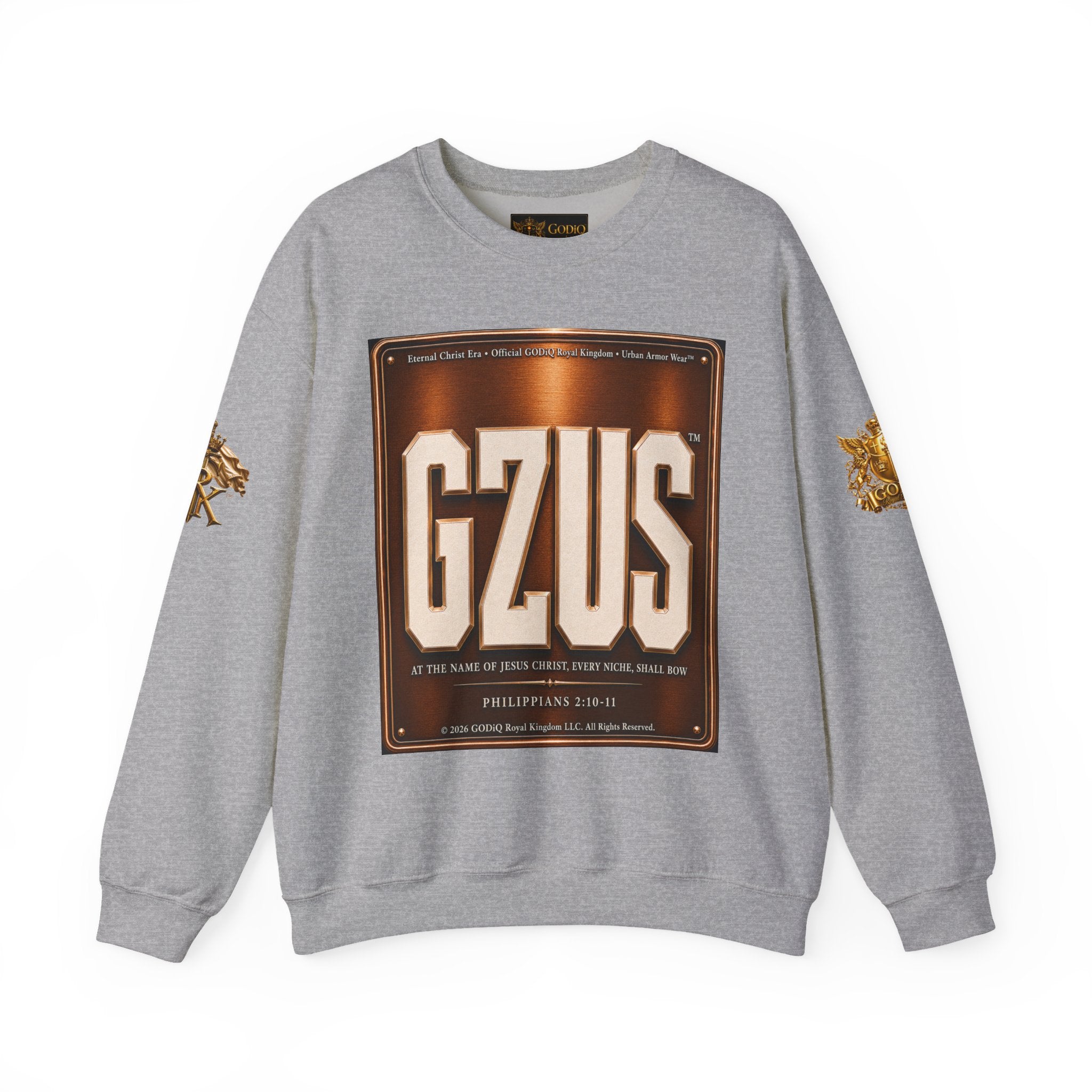 GZUS™ Psalm 23 Crewneck Sweatshirt – Luxury Christian Faith Sweatshirt | Jesus Graphic Pullover | Psalm 23 Scripture Sweatshirt | GODiQ Royal Kingdom™ Urban Armor Wear