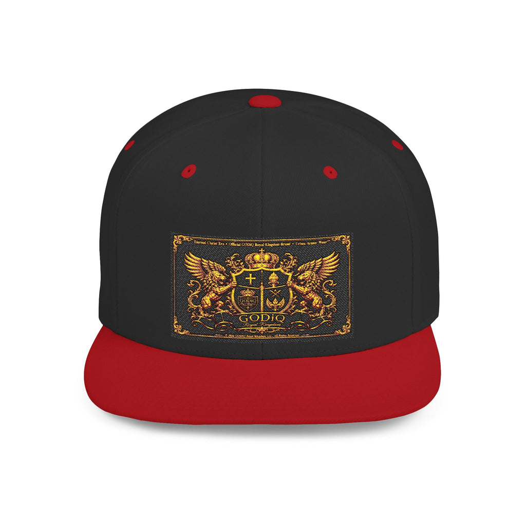 GODiQ™ Royal Kingdom Gold Crest Snapback Hat – Luxury Christian Heraldic Flat Bill Cap | Urban Armor Wear™ Premium Faith Streetwear | Kingdom Legacy Hat