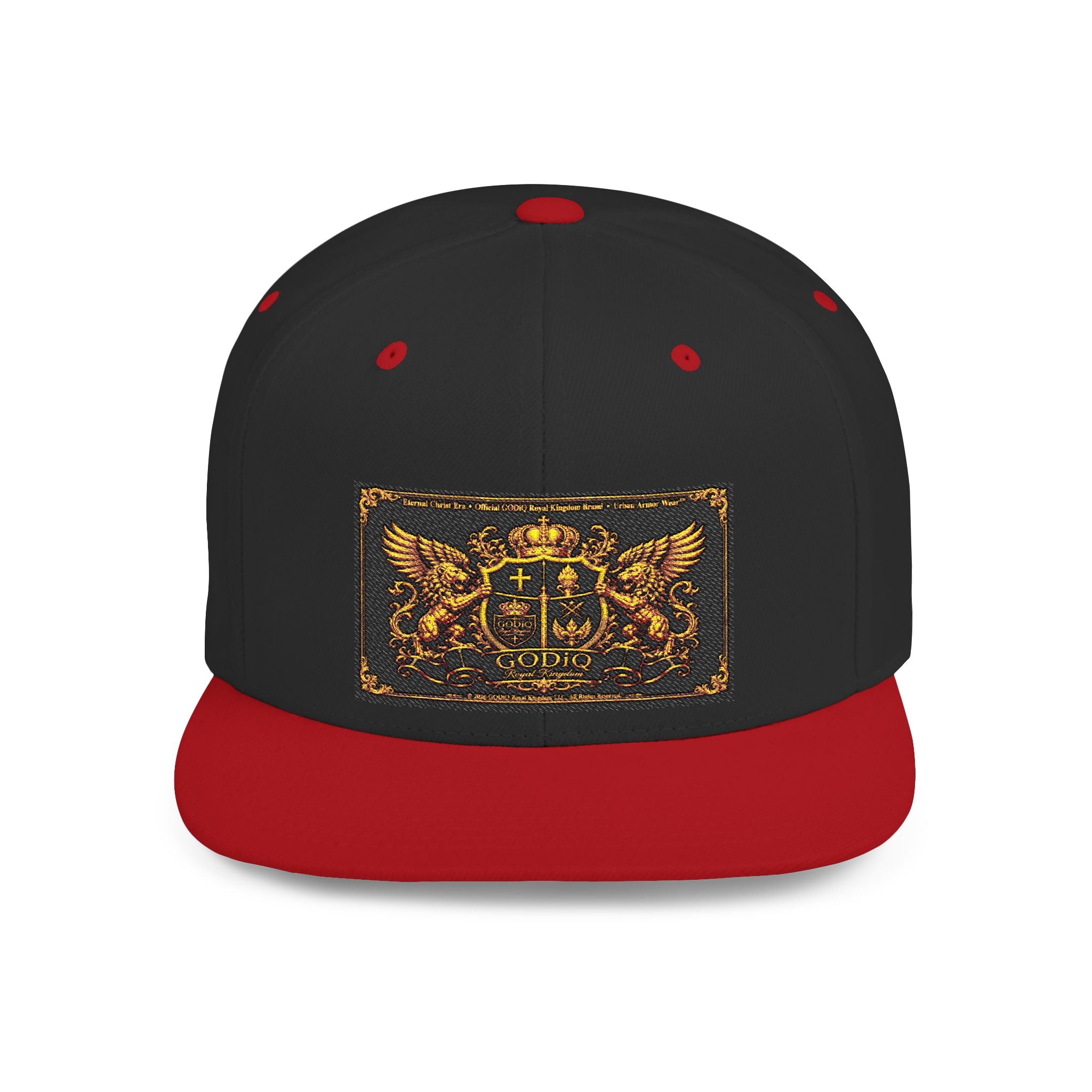 GODiQ™ Royal Kingdom Gold Crest Snapback Hat – Luxury Christian Heraldic Flat Bill Cap | Urban Armor Wear™ Premium Faith Streetwear | Kingdom Legacy Hat