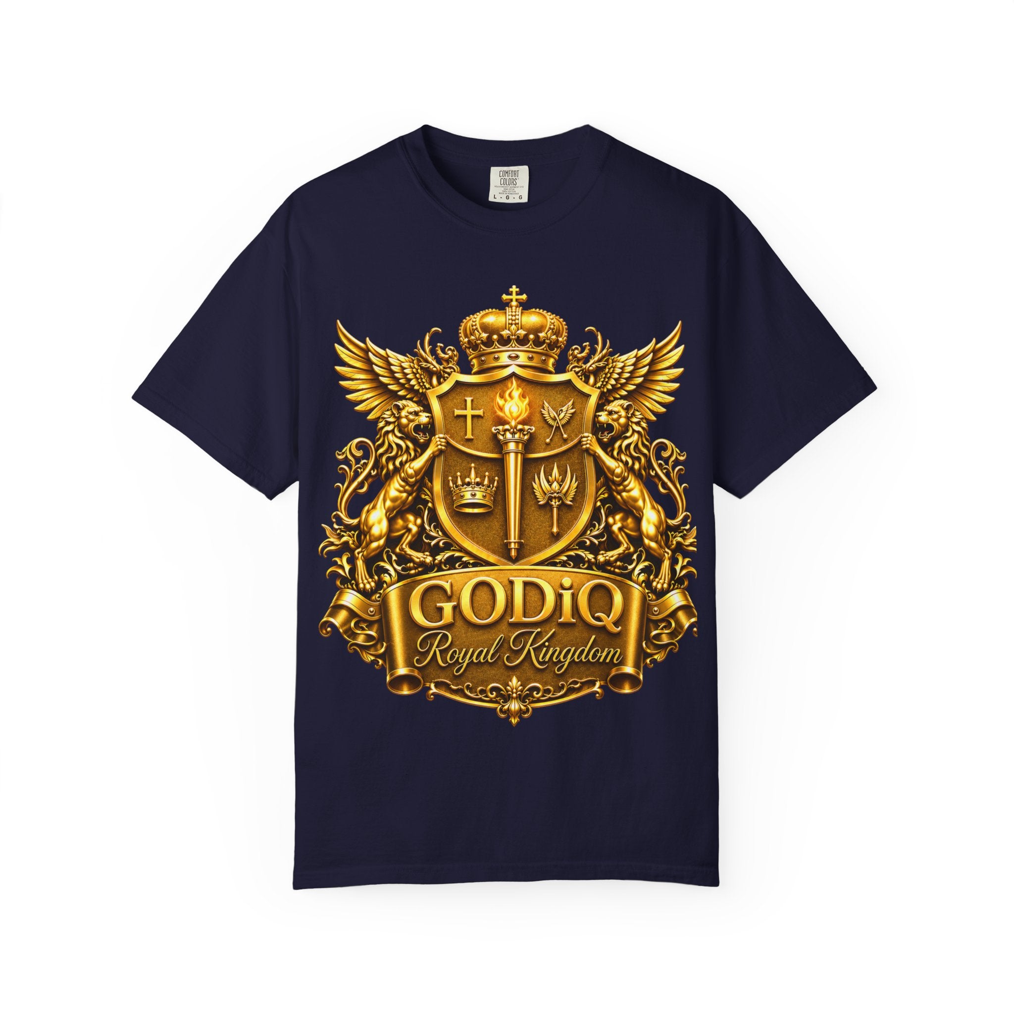 GODiQ™ Royal Crest T-Shirt – Urban Armor™ Premium Christian Faith Graphic Tee | Luxury Kingdom Apparel