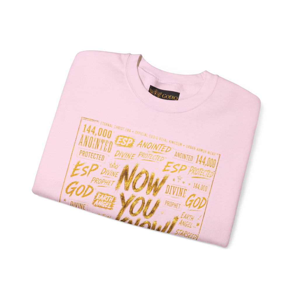 GODiQ Royal Kingdom™ Urban Armor Wear – "Now You Know" 18K Gold Graphic Unisex Crewneck Sweatshirt