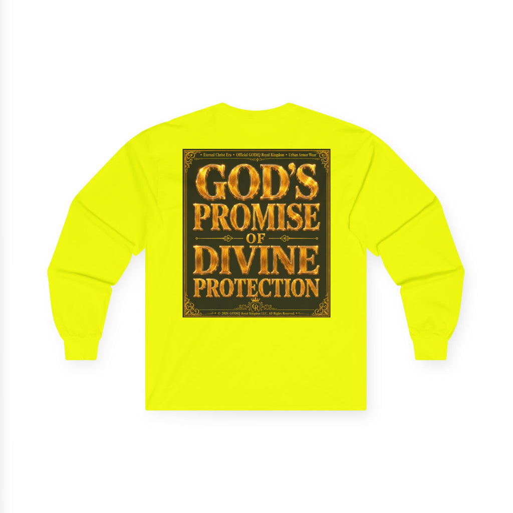 Psalm 91™ Long Sleeve Christian T-Shirt | God's Promise of Divine Protection | Premium Biblical Prayer Shirt | Luxury Faith-Based Scripture Apparel | GODiQ Royal Kingdom™ Urban Armor Wear