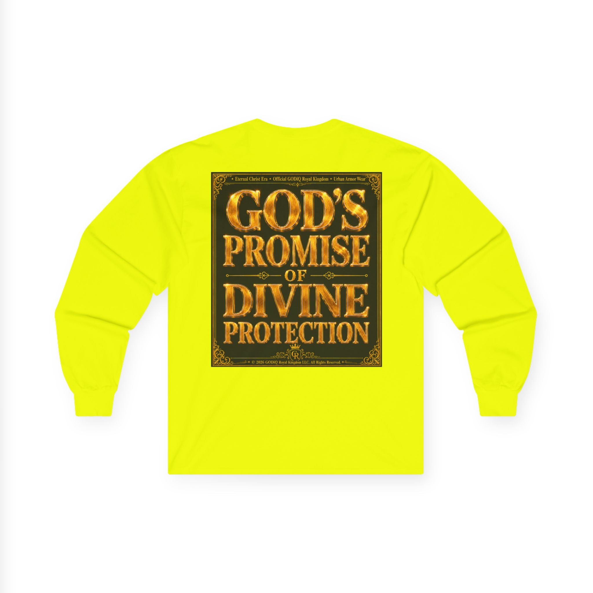 Psalm 91™ Long Sleeve Christian T-Shirt | God's Promise of Divine Protection | Premium Biblical Prayer Shirt | Luxury Faith-Based Scripture Apparel | GODiQ Royal Kingdom™ Urban Armor Wear