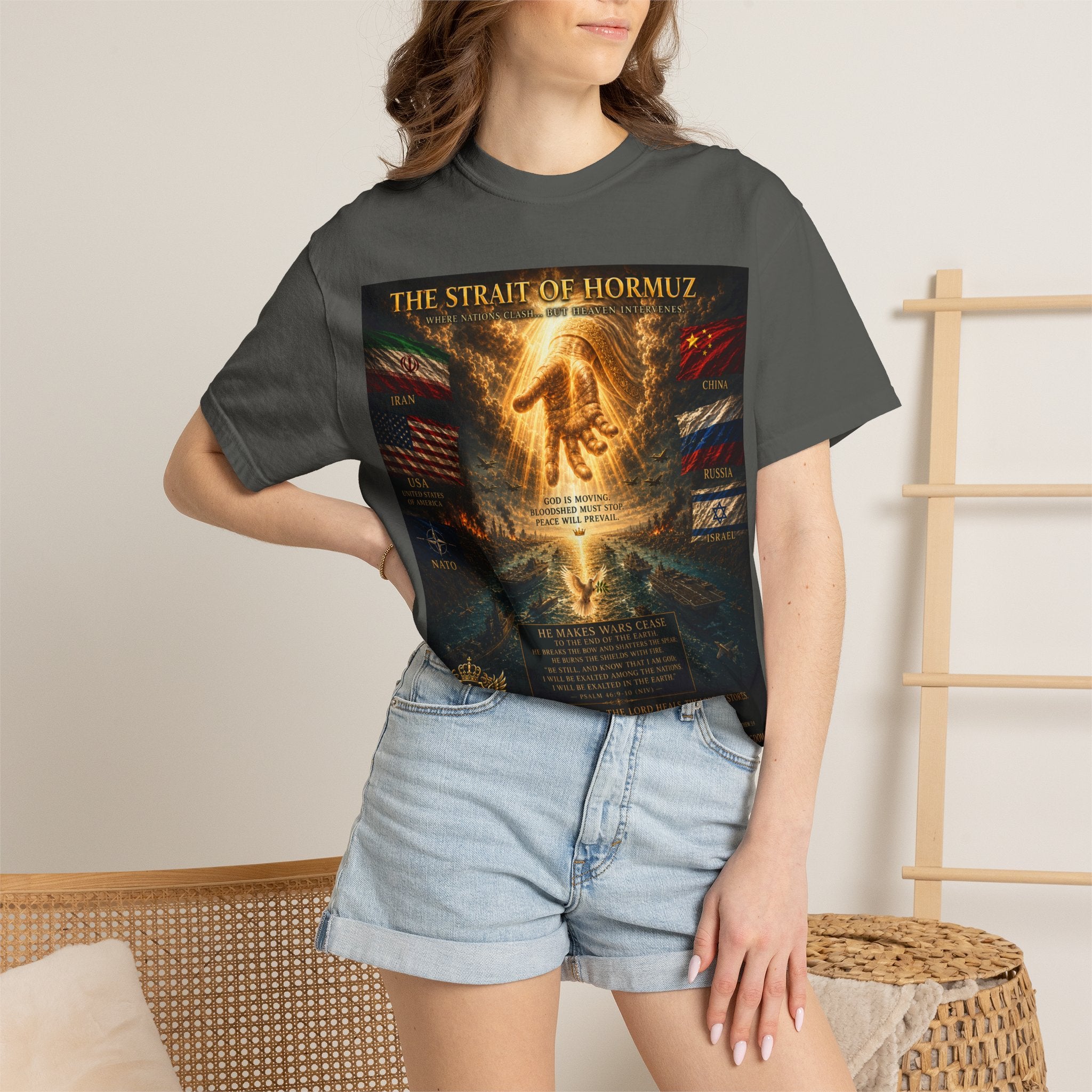 GODiQ Royal Kingdom™ – "Fix It, Lord Jesus" Luxury Christian T-Shirt | Strait of Hormuz Edition | Premium Faith Graphic Tee | Comfort Colors® 1717