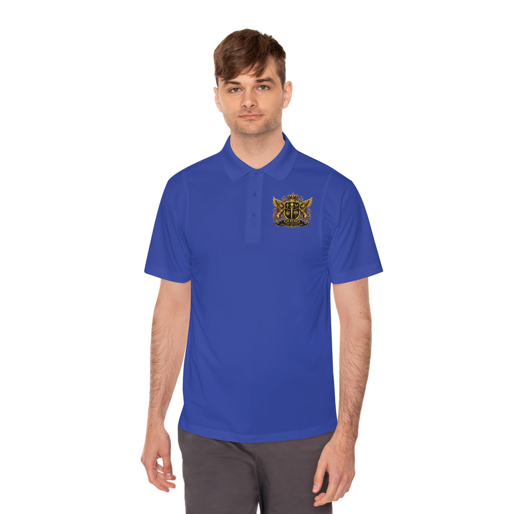 GODiQ Royal Kingdom™ Psalm 91 Men's Performance Polo – Premium Christian Golf Shirt | Luxury Gold Scripture Polo | Moisture-Wicking Faith Apparel