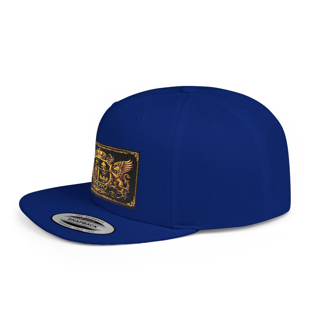 GODiQ™ Royal Kingdom Gold Crest Snapback Hat – Luxury Christian Heraldic Flat Bill Cap | Urban Armor Wear™ Premium Faith Streetwear | Kingdom Legacy Hat