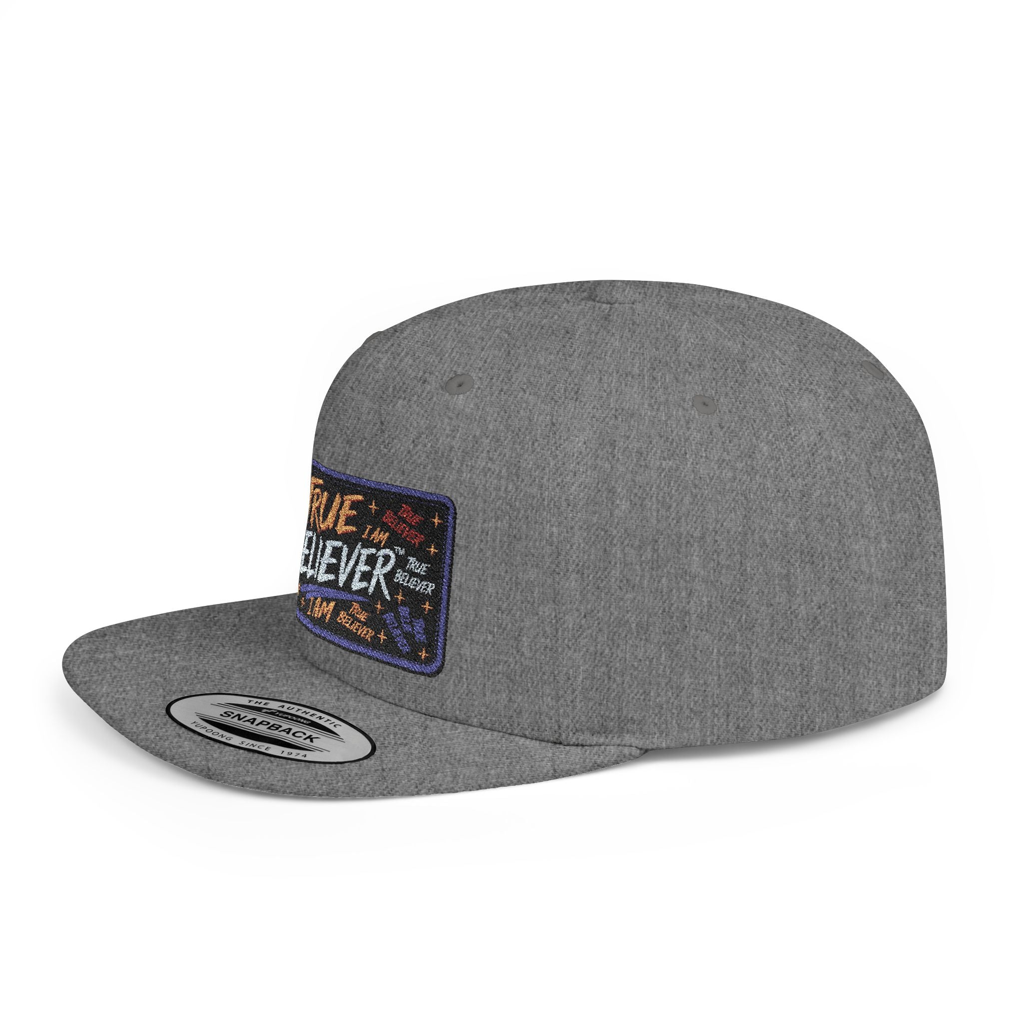 GODiQ Royal Kingdom™ Urban Armor Wear – True Believer Vintage Embroidered Patch Flat Bill Snapback Hat