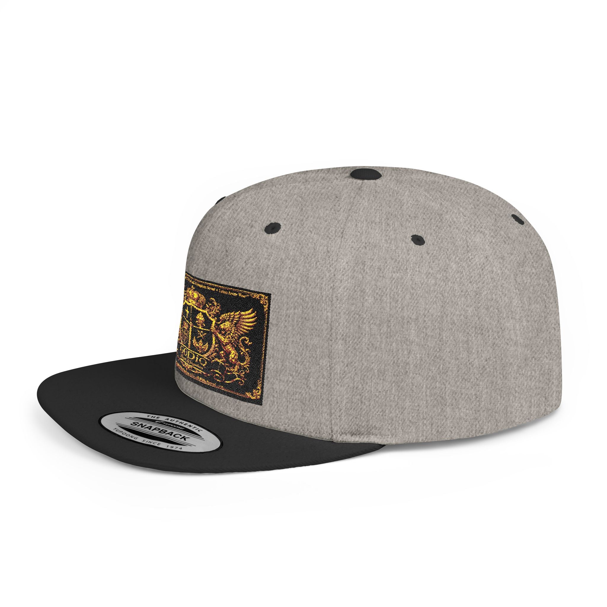 GODiQ™ Royal Kingdom Gold Crest Snapback Hat – Luxury Christian Heraldic Flat Bill Cap | Urban Armor Wear™ Premium Faith Streetwear | Kingdom Legacy Hat