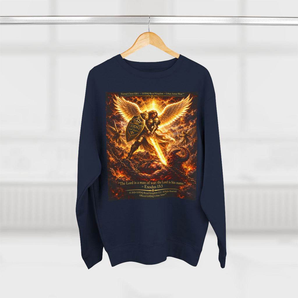 GODiQ™ Royal Kingdom Urban Armor™ "The Sword of the Spirit" Christian Crewneck Sweatshirt | Luxury Spiritual Warfare Graphic Sweatshirt | Premium Faith-Based Apparel