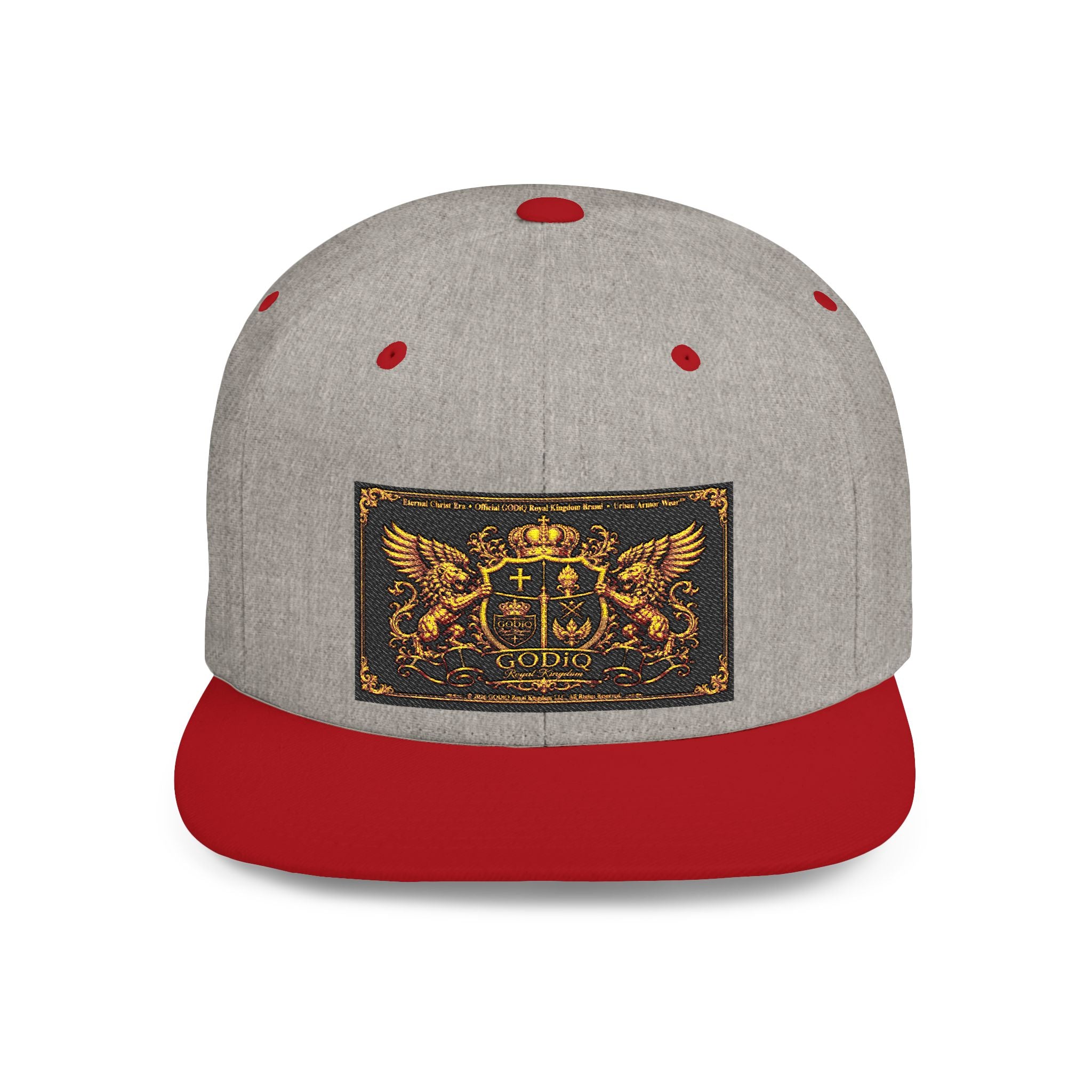 GODiQ™ Royal Kingdom Gold Crest Snapback Hat – Luxury Christian Heraldic Flat Bill Cap | Urban Armor Wear™ Premium Faith Streetwear | Kingdom Legacy Hat