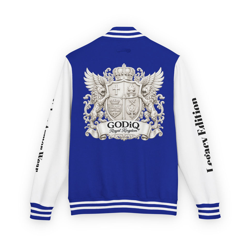 GODiQ Royal Kingdom™ Crest Letterman Jacket – Luxury Christian Varsity Jacket | Premium Heritage Streetwear | Urban Armor Wear™ Collegiate Bomber Coat