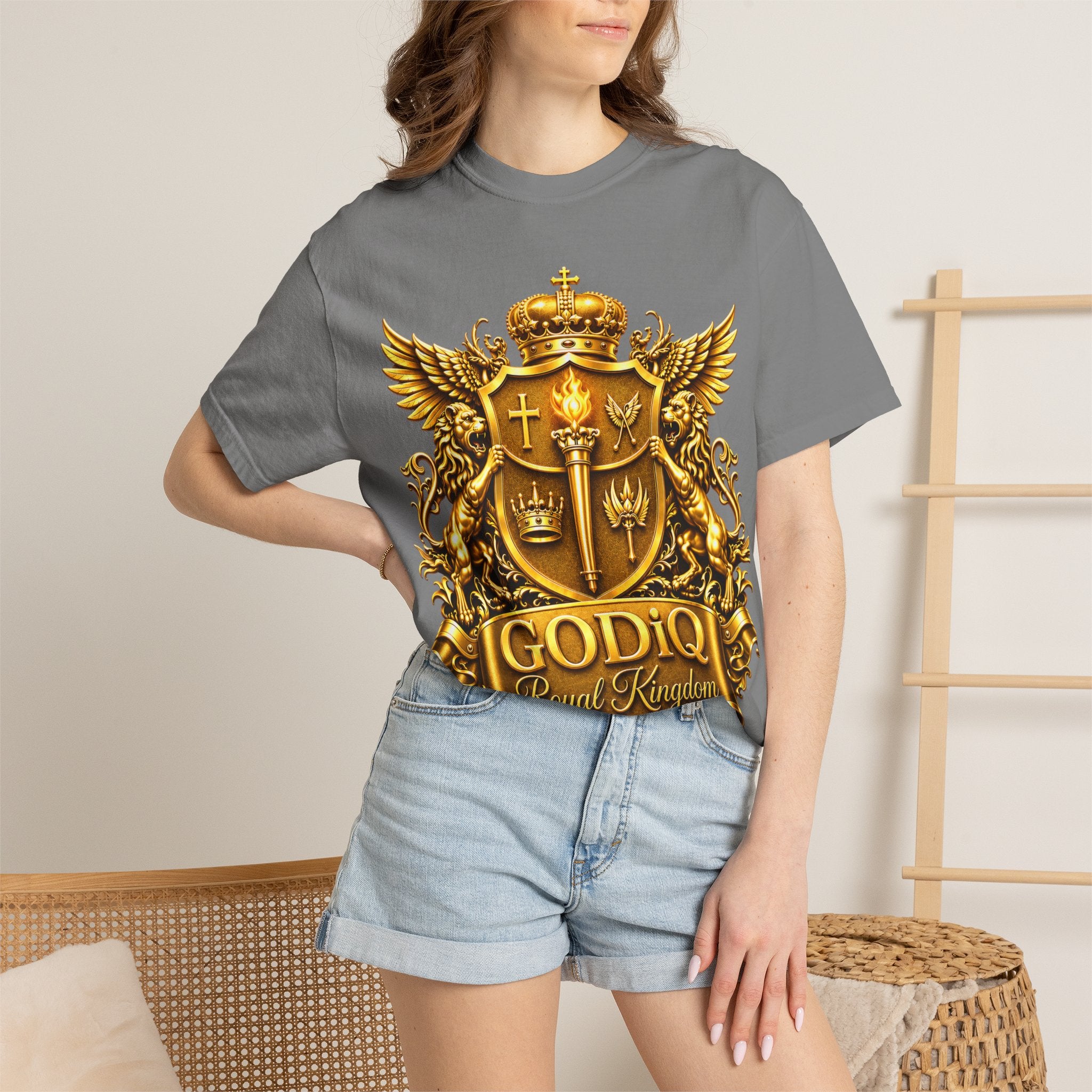 GODiQ™ Royal Crest T-Shirt – Urban Armor™ Premium Christian Faith Graphic Tee | Luxury Kingdom Apparel