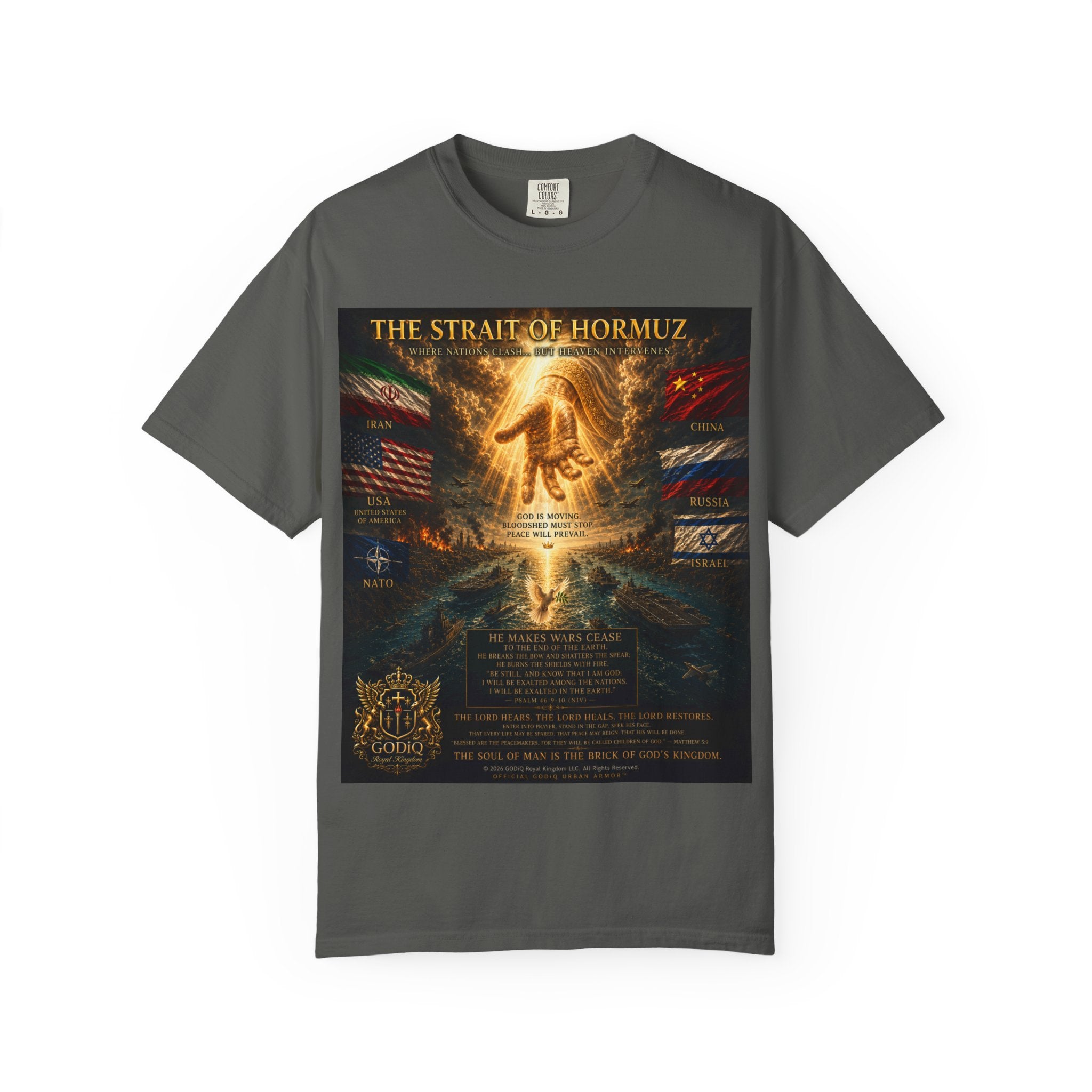 GODiQ Royal Kingdom™ – "Fix It, Lord Jesus" Luxury Christian T-Shirt | Strait of Hormuz Edition | Premium Faith Graphic Tee | Comfort Colors® 1717