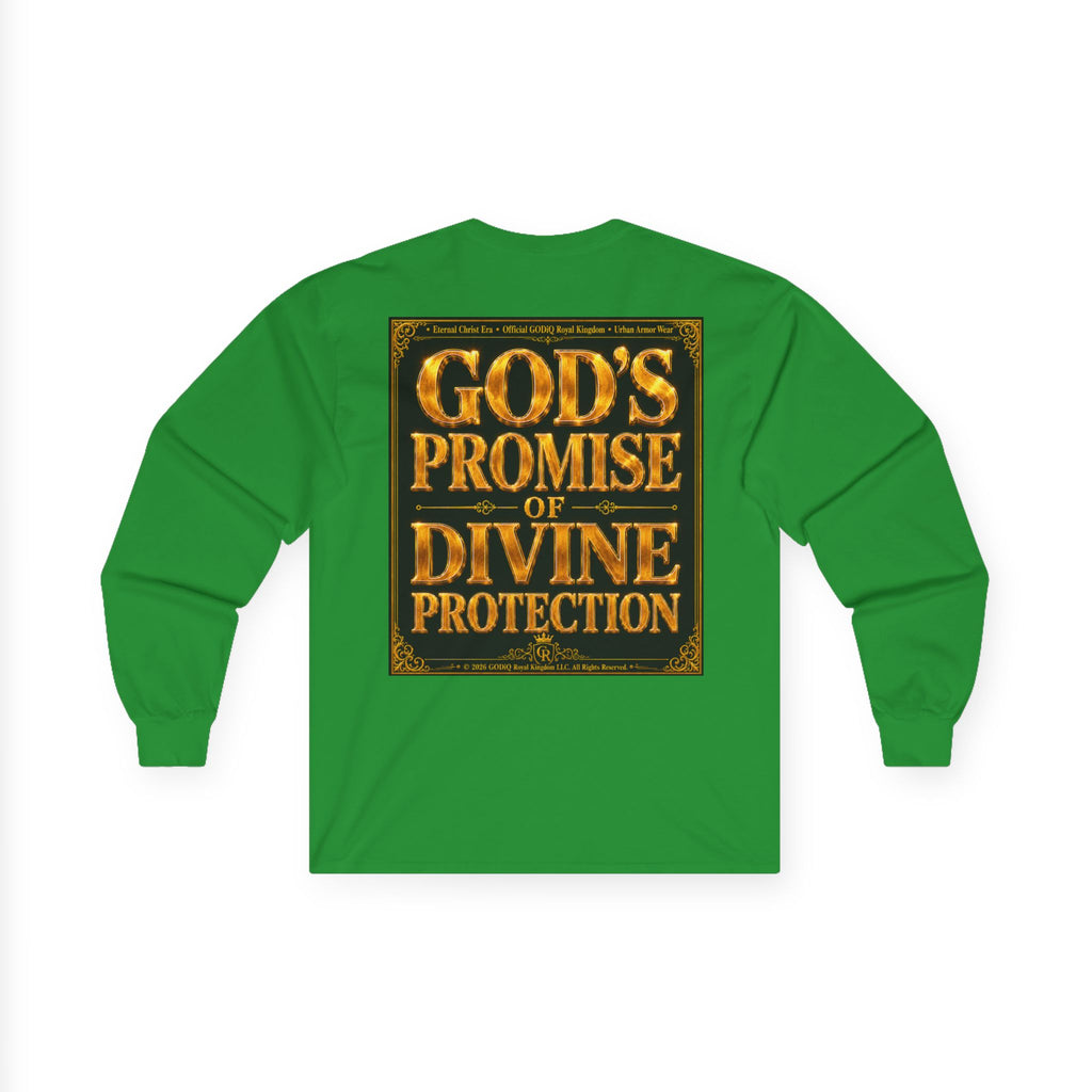 Psalm 91™ Long Sleeve Christian T-Shirt | God's Promise of Divine Protection | Premium Biblical Prayer Shirt | Luxury Faith-Based Scripture Apparel | GODiQ Royal Kingdom™ Urban Armor Wear
