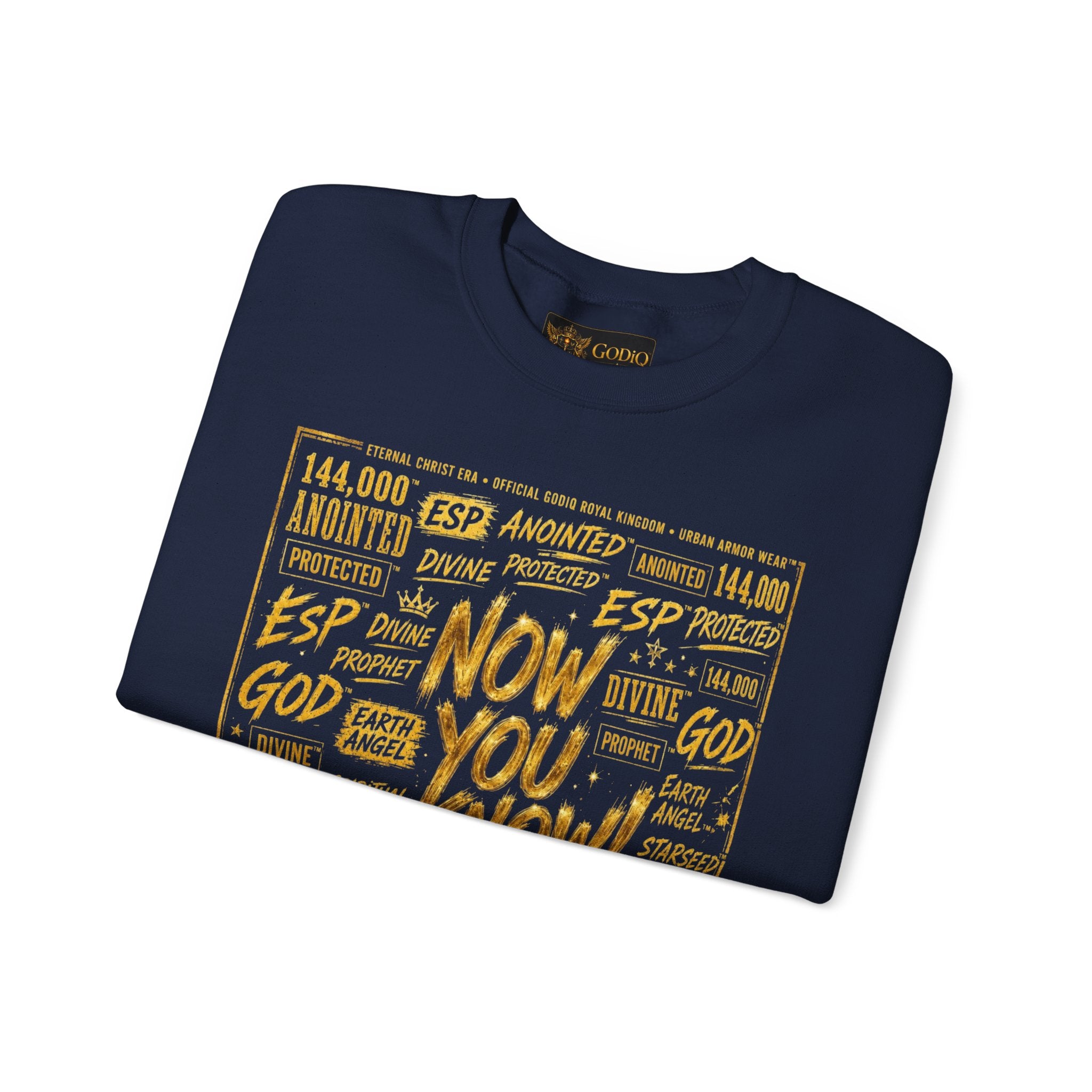 GODiQ Royal Kingdom™ Urban Armor Wear – "Now You Know" 18K Gold Graphic Unisex Crewneck Sweatshirt