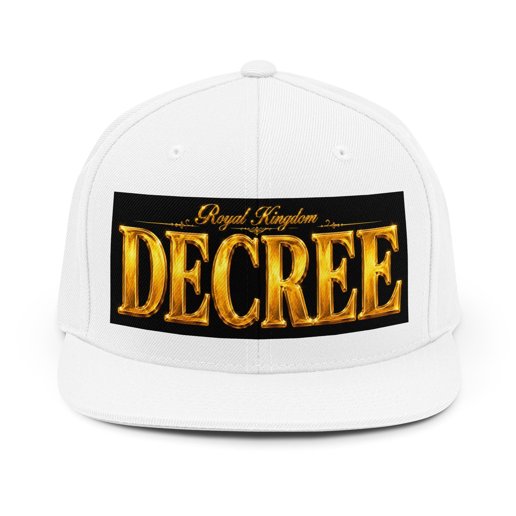 Royal Kingdom™ DE CREE Snapback Hat – Luxury Christian Streetwear Cap | Premium Gold Embroidered Faith Baseball Hat | GODiQ Royal Kingdom™ Urban Armor Wear