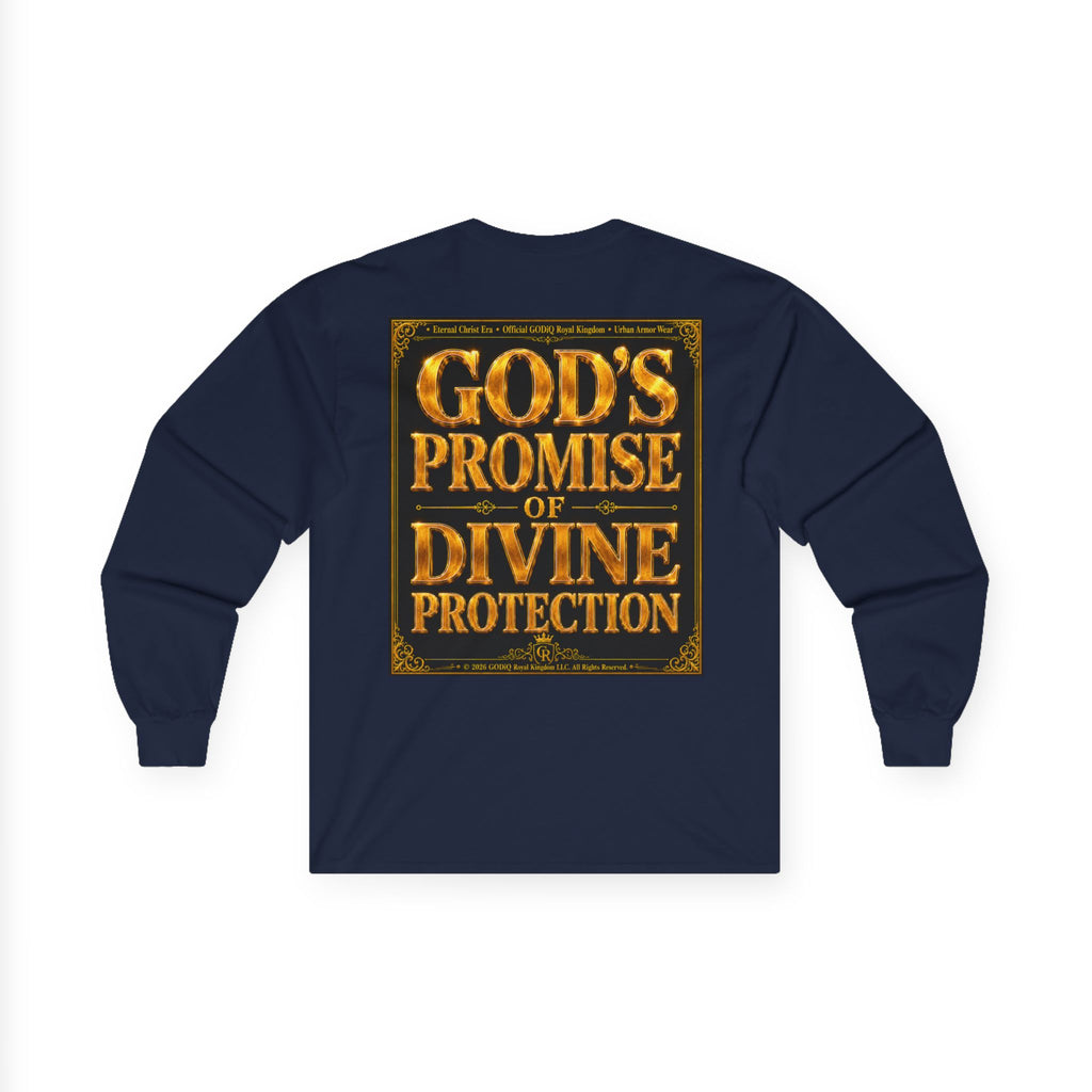Psalm 91™ Long Sleeve Christian T-Shirt | God's Promise of Divine Protection | Premium Biblical Prayer Shirt | Luxury Faith-Based Scripture Apparel | GODiQ Royal Kingdom™ Urban Armor Wear