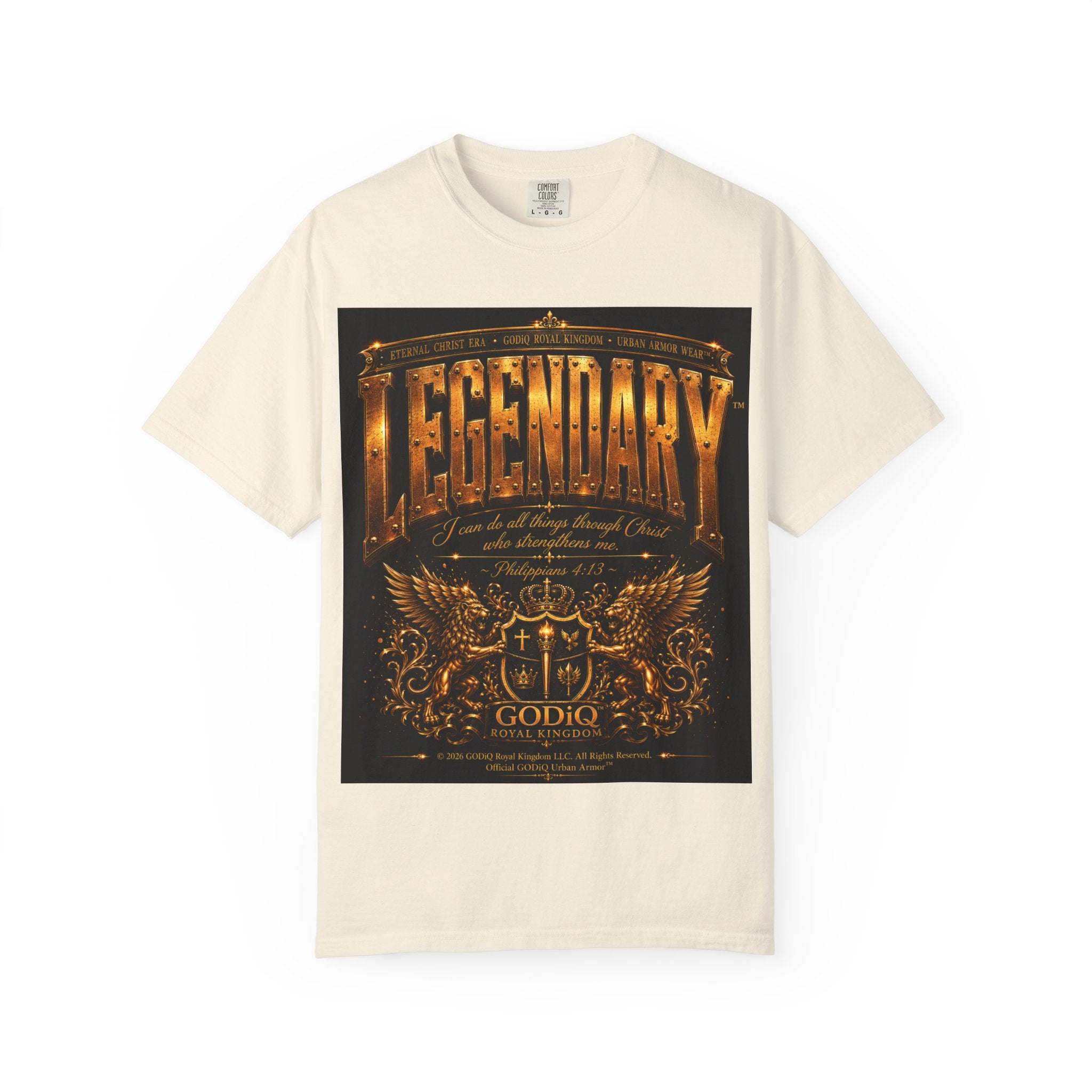 Legendary Impact™ Graphic T-Shirt – Luxury Christian Streetwear | Premium Garment-Dyed Heavyweight Tee | GODiQ Urban Armor™