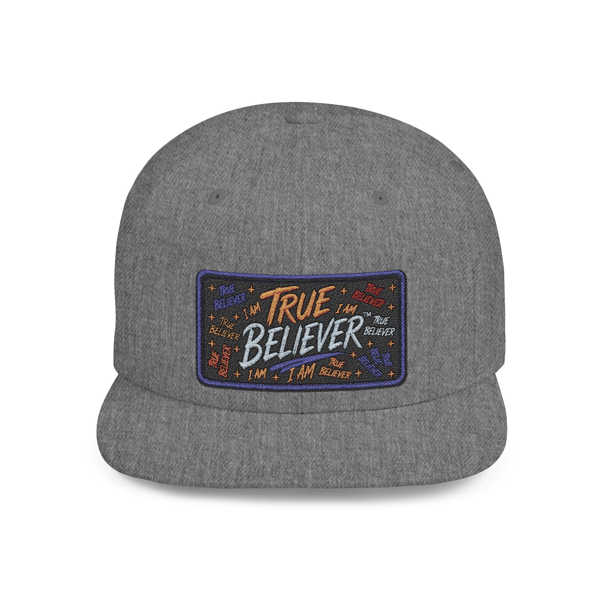 GODiQ Royal Kingdom™ Urban Armor Wear – True Believer Vintage Embroidered Patch Flat Bill Snapback Hat
