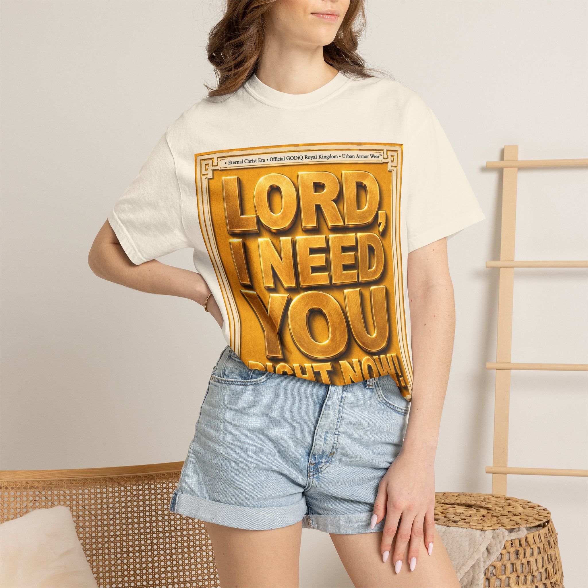 Lord, I Need You Right Now!™ Christian Graphic T-Shirt – Luxury Garment-Dyed Faith Tee | Premium GODiQ Royal Kingdom™ Urban Armor Wear | Comfort Colors® 1717