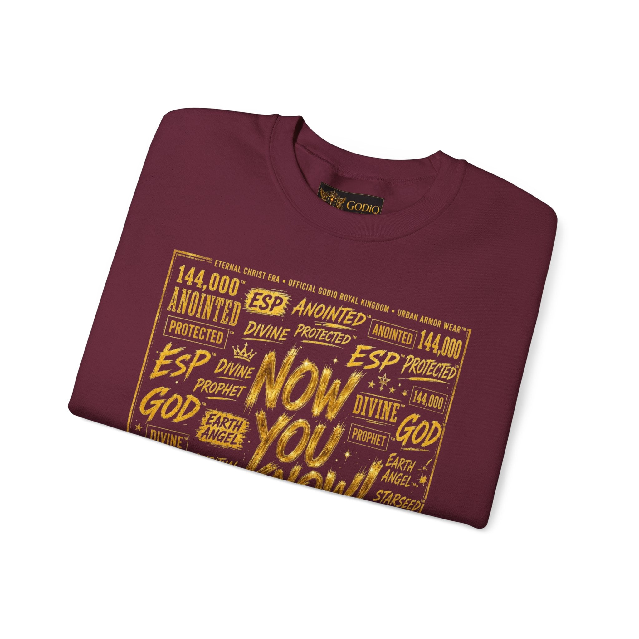GODiQ Royal Kingdom™ Urban Armor Wear – "Now You Know" 18K Gold Graphic Unisex Crewneck Sweatshirt