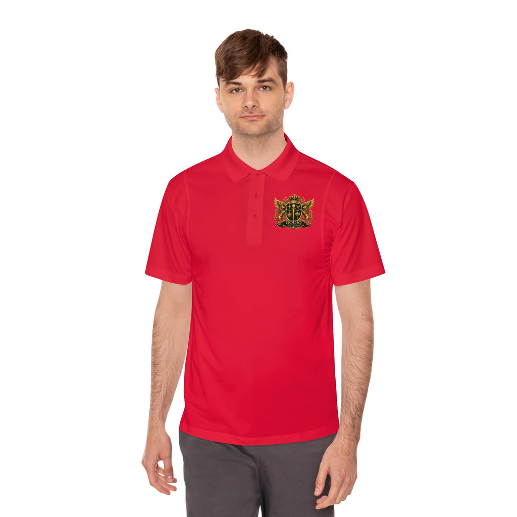 GODiQ Royal Kingdom™ Psalm 91 Men's Performance Polo – Premium Christian Golf Shirt | Luxury Gold Scripture Polo | Moisture-Wicking Faith Apparel