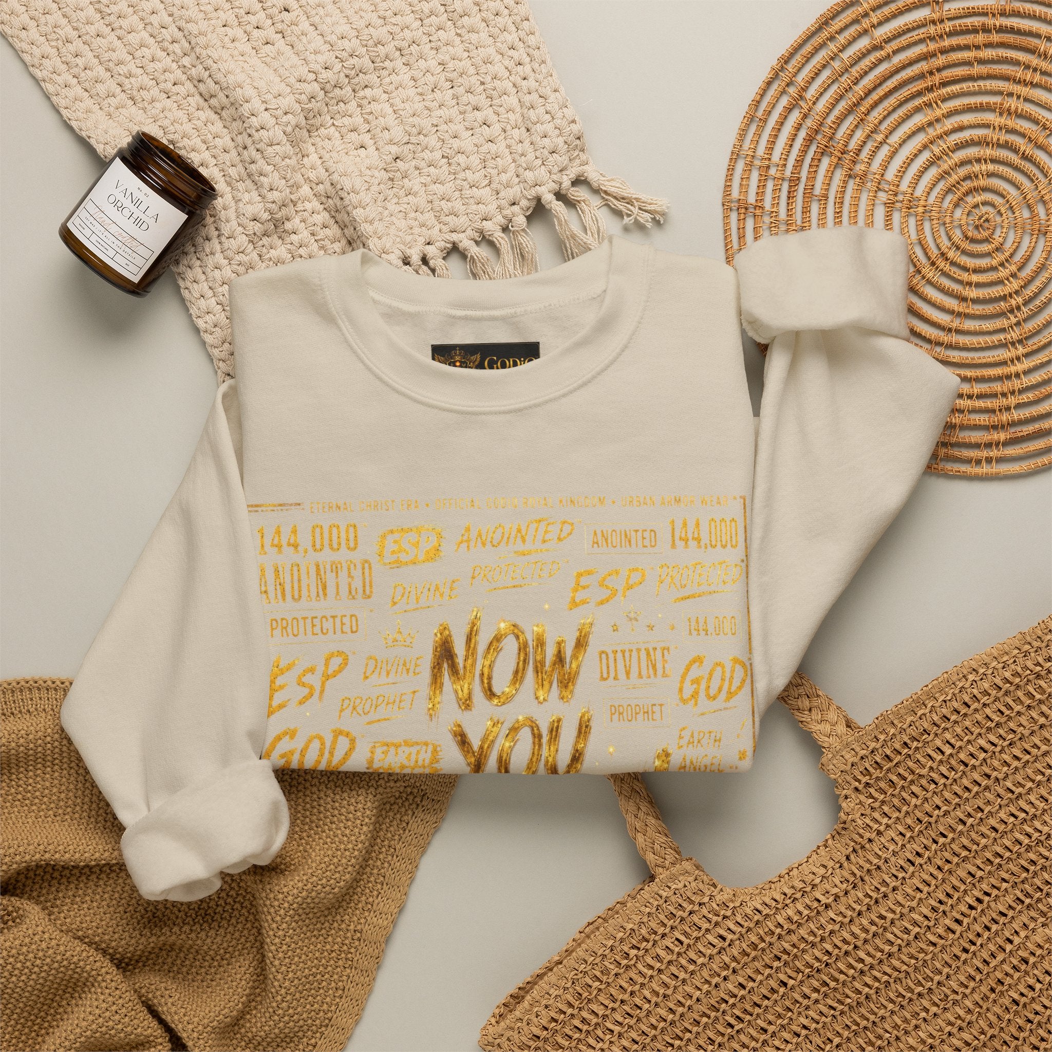 GODiQ Royal Kingdom™ Urban Armor Wear – "Now You Know" 18K Gold Graphic Unisex Crewneck Sweatshirt