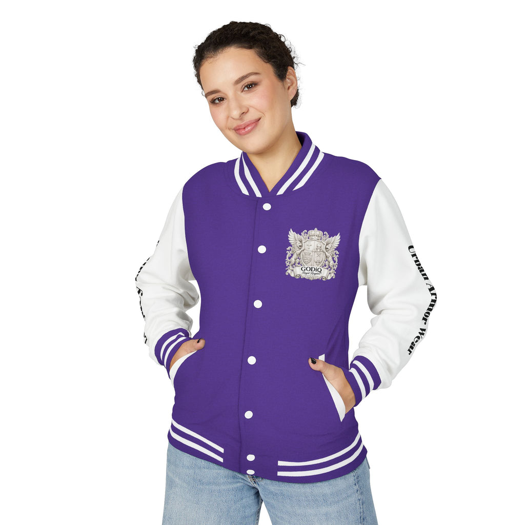 GODiQ Royal Kingdom™ Crest Letterman Jacket – Luxury Christian Varsity Jacket | Premium Heritage Streetwear | Urban Armor Wear™ Collegiate Bomber Coat