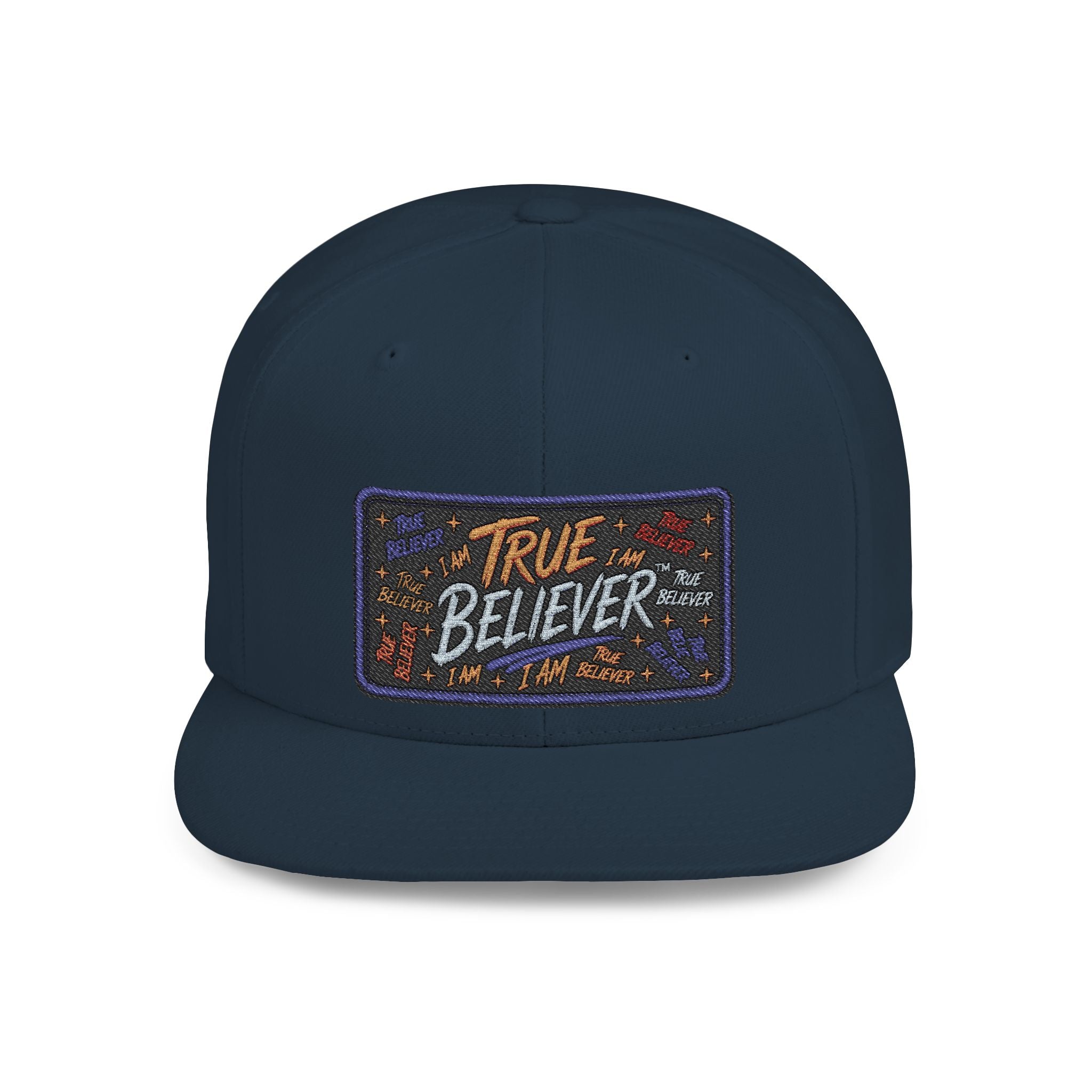 GODiQ Royal Kingdom™ Urban Armor Wear – True Believer Vintage Embroidered Patch Flat Bill Snapback Hat
