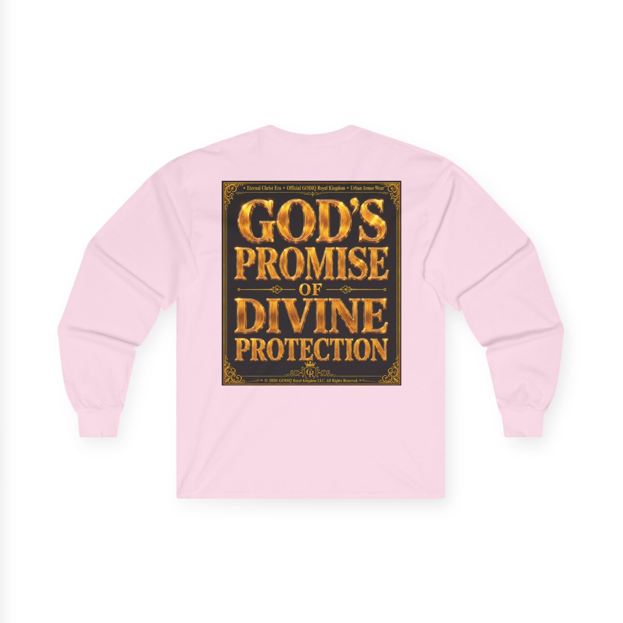 Psalm 91™ Long Sleeve Christian T-Shirt | God's Promise of Divine Protection | Premium Biblical Prayer Shirt | Luxury Faith-Based Scripture Apparel | GODiQ Royal Kingdom™ Urban Armor Wear