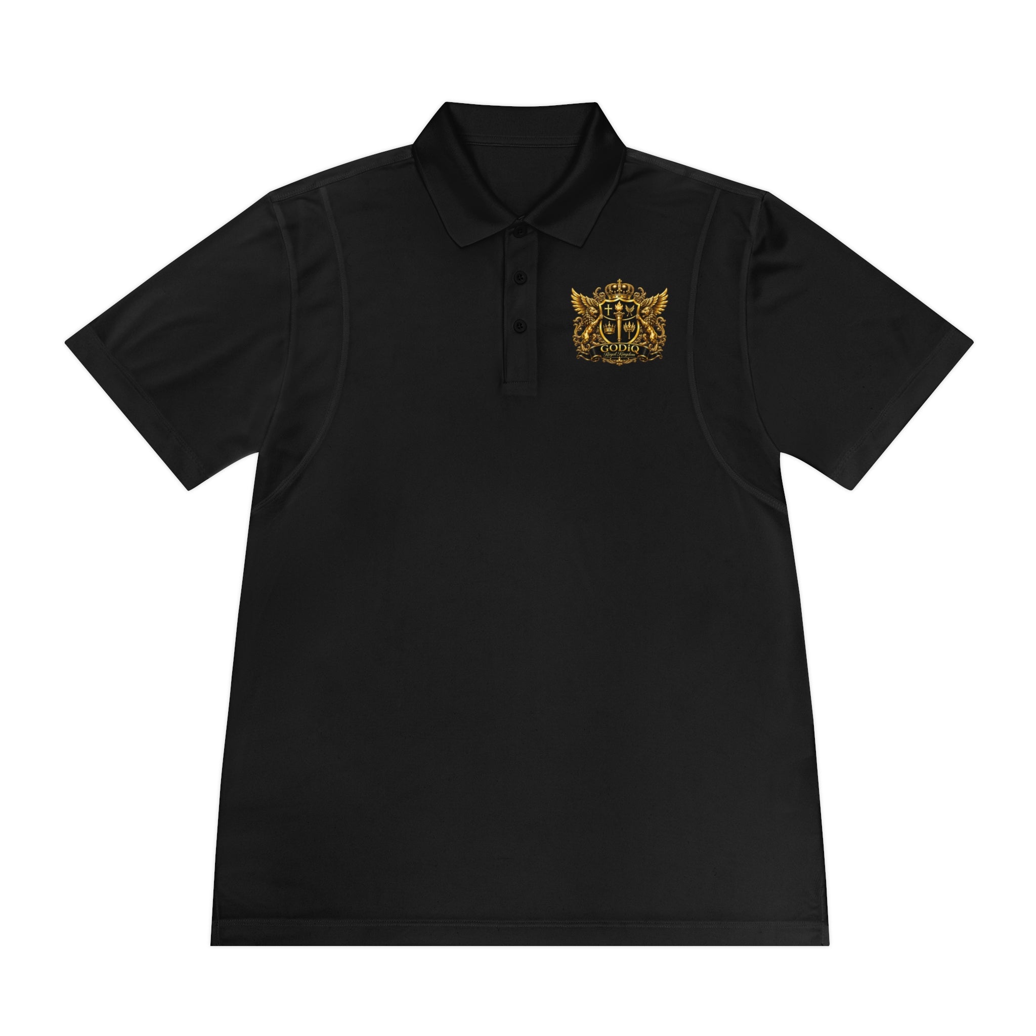 GODiQ Royal Kingdom™ Psalm 91 Men's Performance Polo – Premium Christian Golf Shirt | Luxury Gold Scripture Polo | Moisture-Wicking Faith Apparel