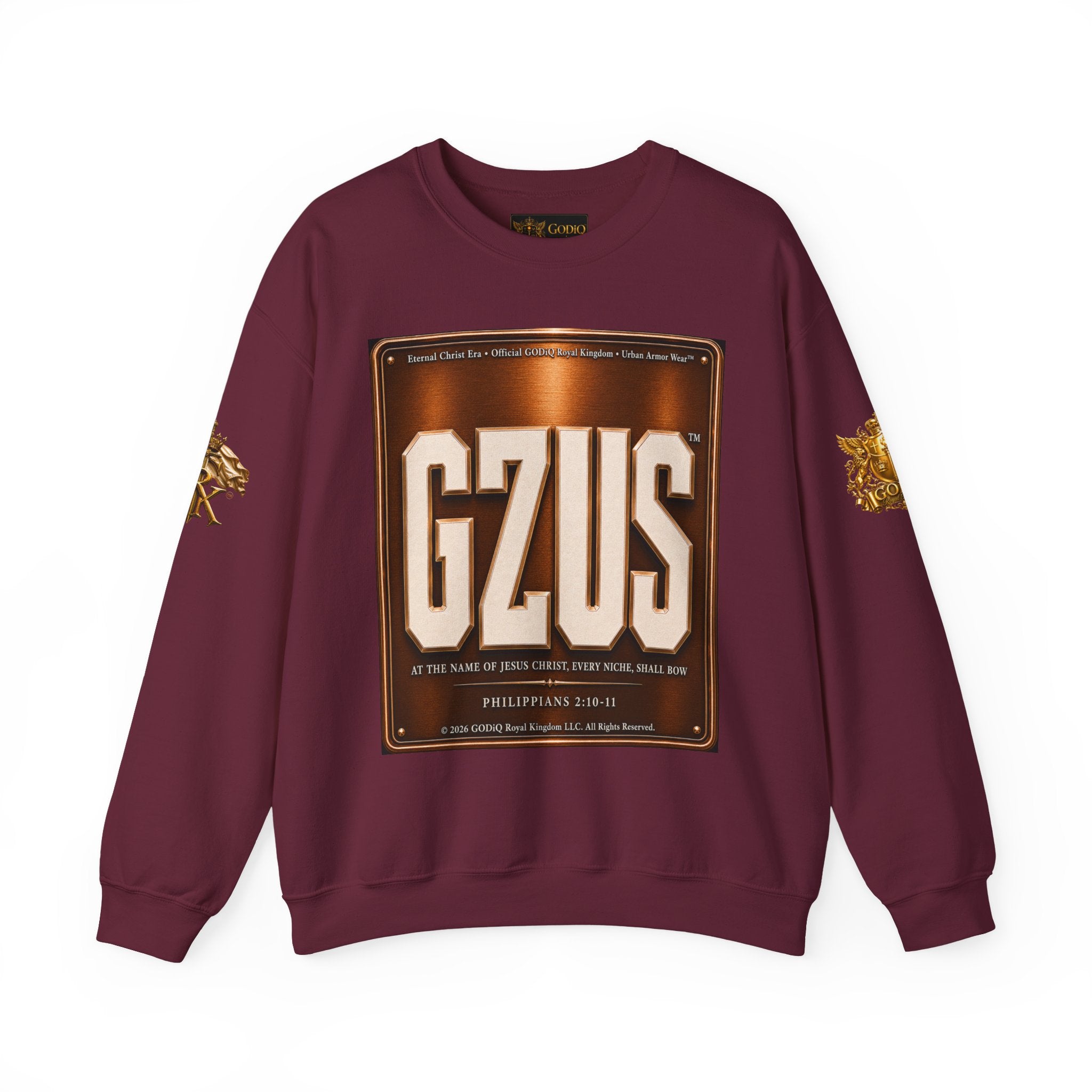 GZUS™ Psalm 23 Crewneck Sweatshirt – Luxury Christian Faith Sweatshirt | Jesus Graphic Pullover | Psalm 23 Scripture Sweatshirt | GODiQ Royal Kingdom™ Urban Armor Wear