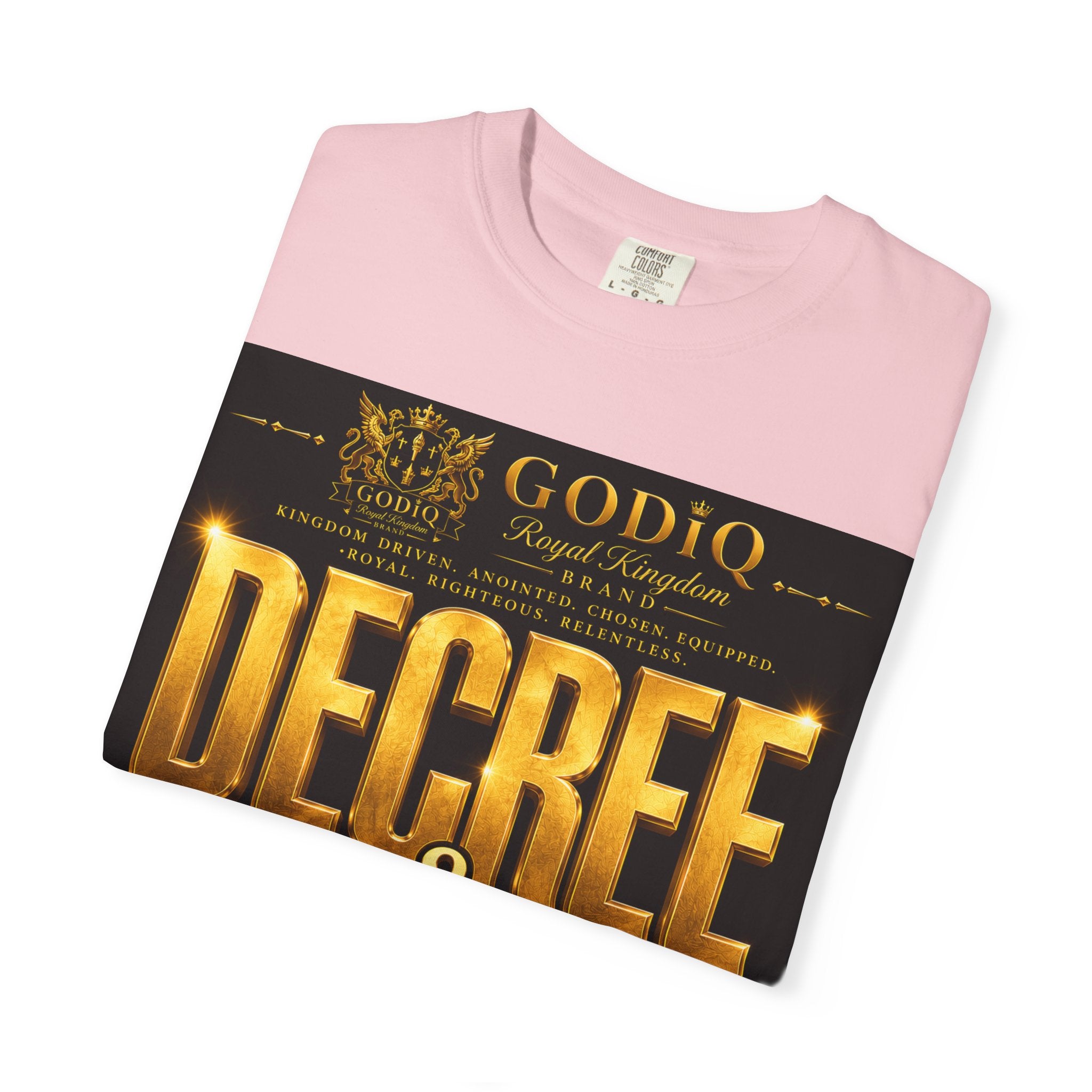 GODiQ Royal Kingdom™ Decree & Declare Christian T-Shirt – Premium Inspirational Faith Tee | "I Am Delivered, Healed, Renewed" Scripture Apparel | Comfort Colors 1717