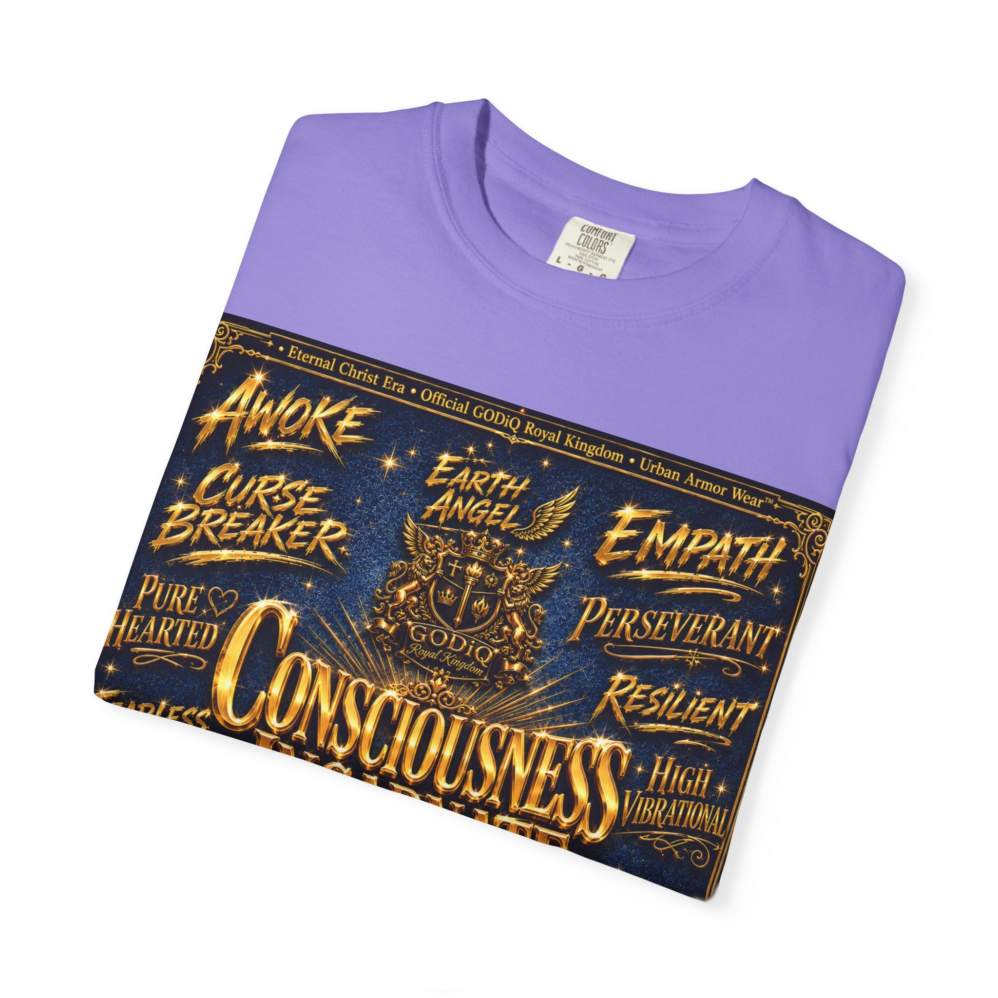 GODiQ Consciousness Incarnate™ Christian Graphic T-Shirt – Luxury Garment-Dyed Faith Apparel | "Awake For All Eternity!" Premium Heavyweight Tee | GODiQ Royal Kingdom™ Urban Armor Wear