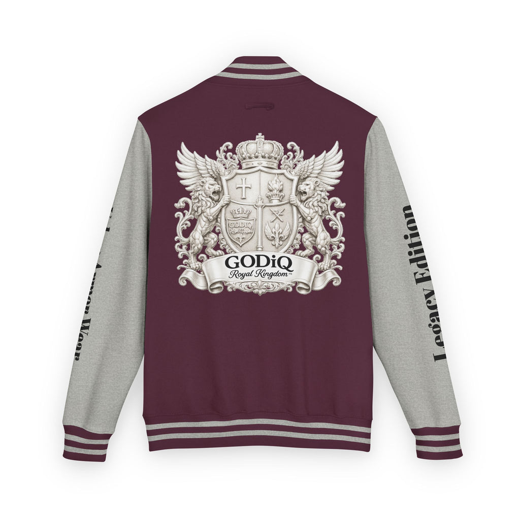 GODiQ Royal Kingdom™ Crest Letterman Jacket – Luxury Christian Varsity Jacket | Premium Heritage Streetwear | Urban Armor Wear™ Collegiate Bomber Coat
