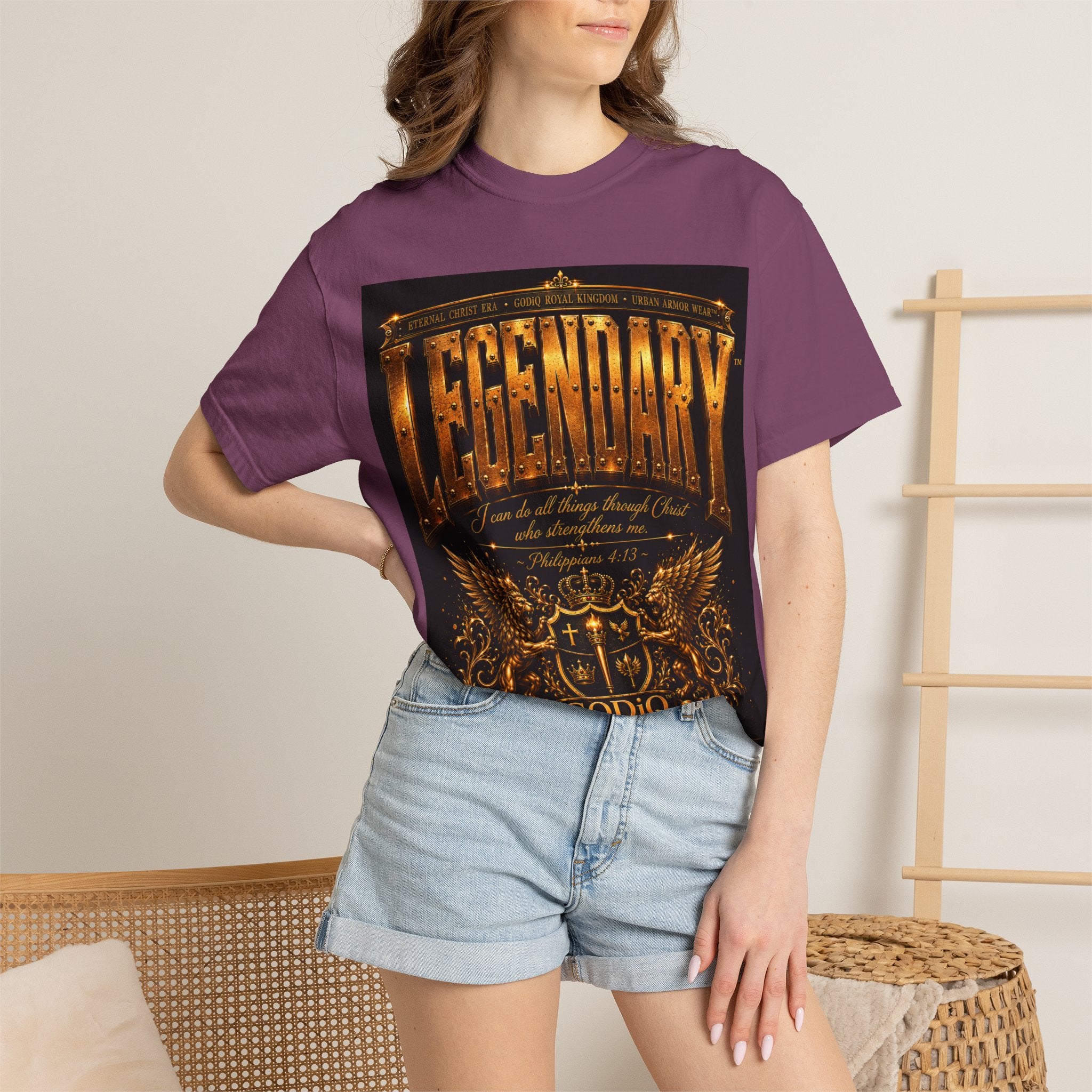 Legendary Impact™ Graphic T-Shirt – Luxury Christian Streetwear | Premium Garment-Dyed Heavyweight Tee | GODiQ Urban Armor™
