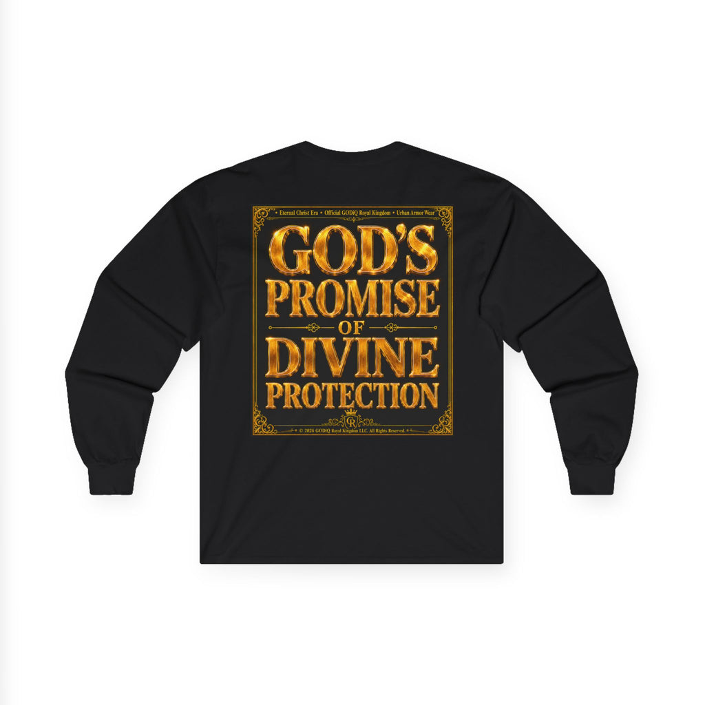 Psalm 91™ Long Sleeve Christian T-Shirt | God's Promise of Divine Protection | Premium Biblical Prayer Shirt | Luxury Faith-Based Scripture Apparel | GODiQ Royal Kingdom™ Urban Armor Wear