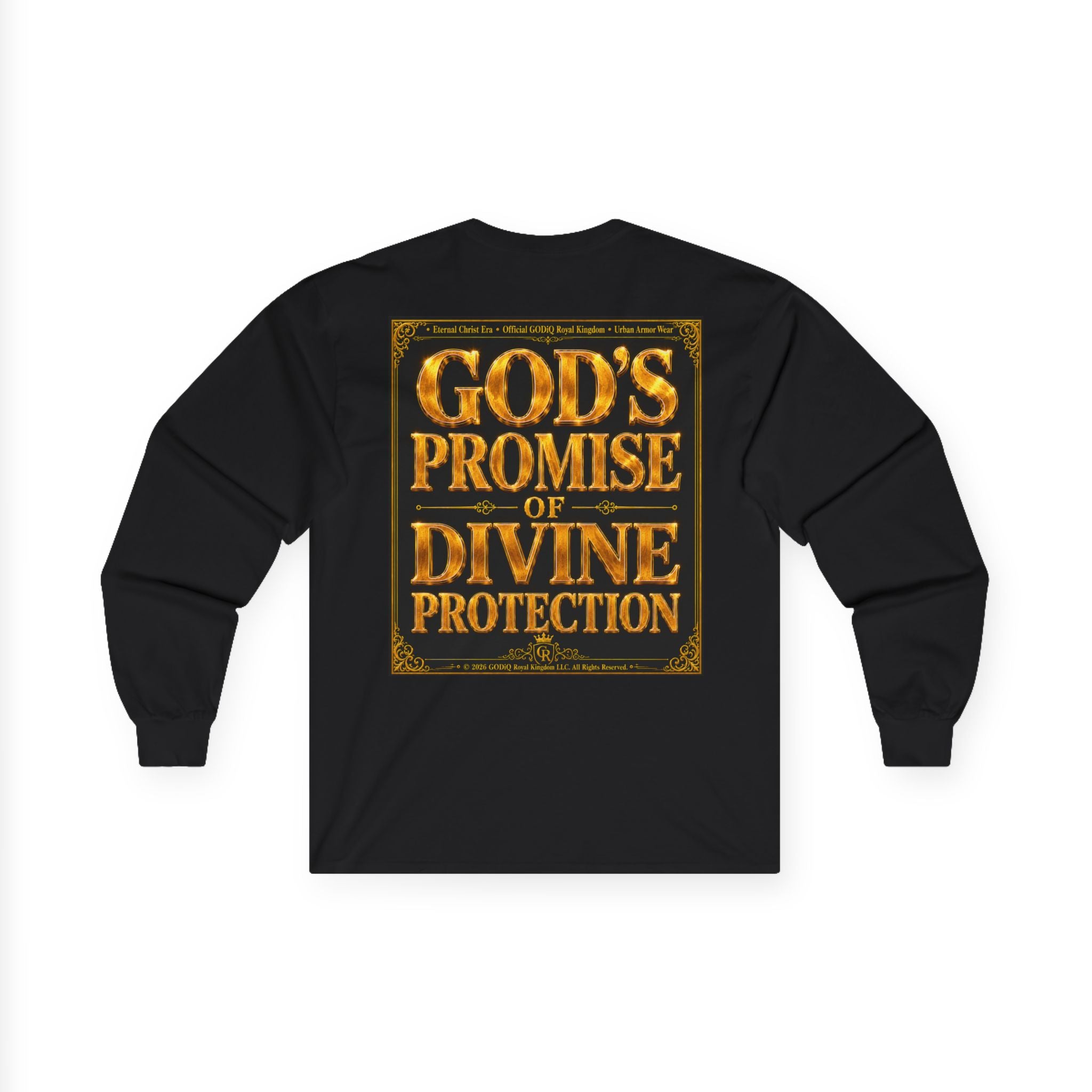 Psalm 91™ Long Sleeve Christian T-Shirt | God's Promise of Divine Protection | Premium Biblical Prayer Shirt | Luxury Faith-Based Scripture Apparel | GODiQ Royal Kingdom™ Urban Armor Wear