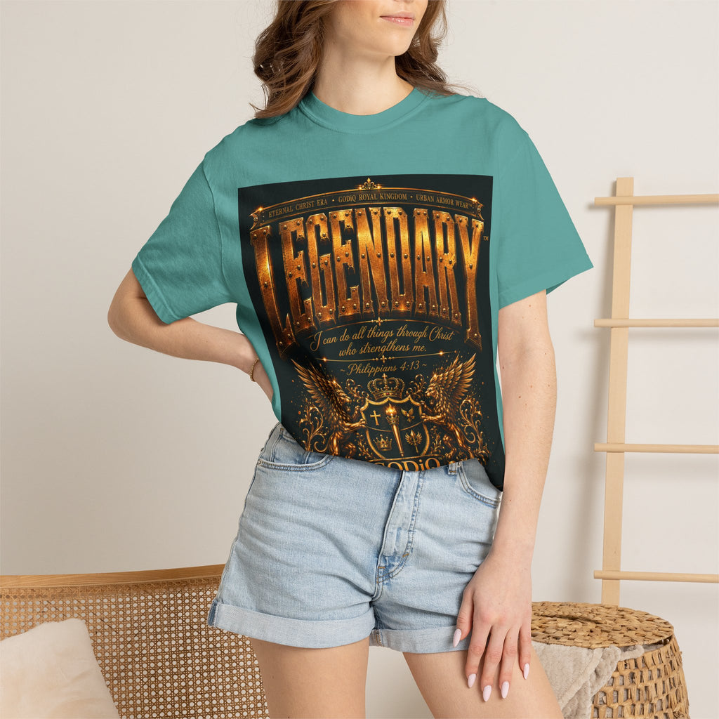 Legendary Impact™ Graphic T-Shirt – Luxury Christian Streetwear | Premium Garment-Dyed Heavyweight Tee | GODiQ Urban Armor™
