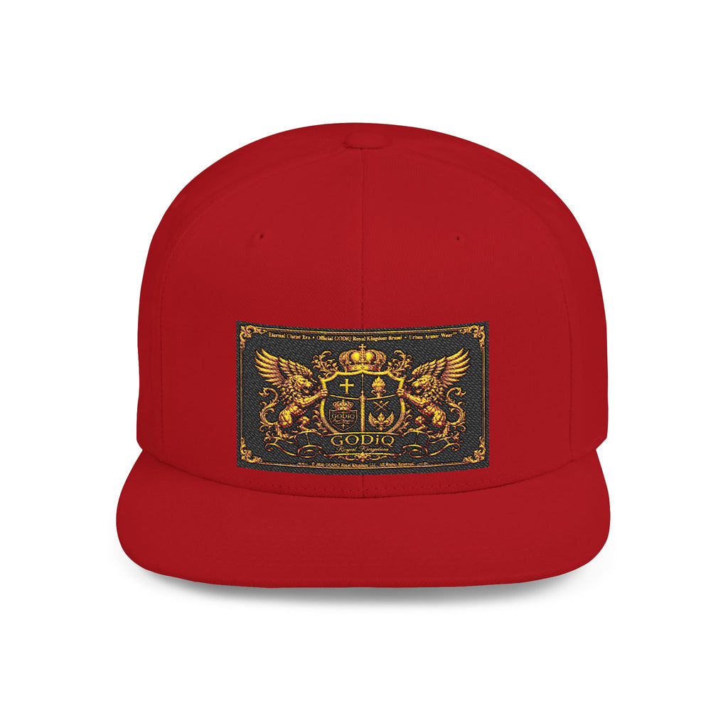 GODiQ™ Royal Kingdom Gold Crest Snapback Hat – Luxury Christian Heraldic Flat Bill Cap | Urban Armor Wear™ Premium Faith Streetwear | Kingdom Legacy Hat
