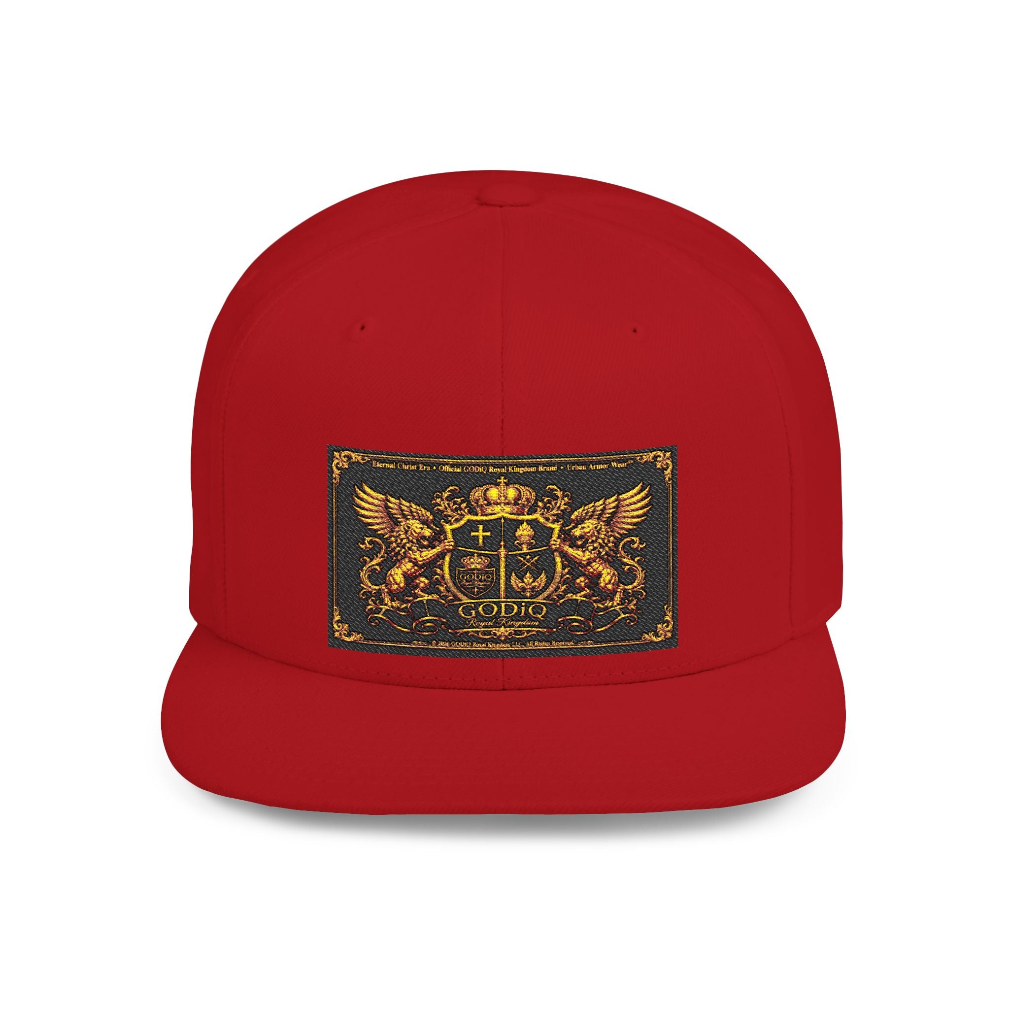 GODiQ™ Royal Kingdom Gold Crest Snapback Hat – Luxury Christian Heraldic Flat Bill Cap | Urban Armor Wear™ Premium Faith Streetwear | Kingdom Legacy Hat