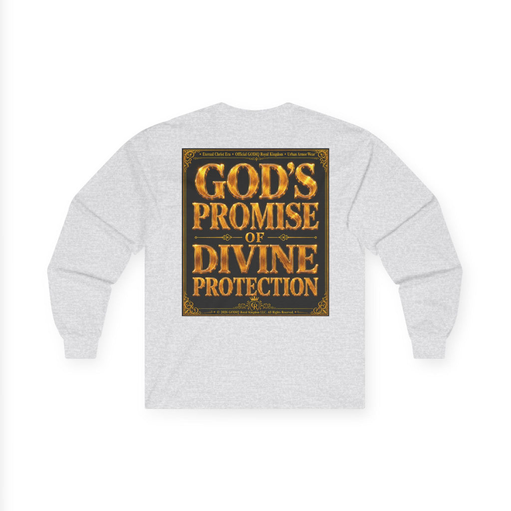 Psalm 91™ Long Sleeve Christian T-Shirt | God's Promise of Divine Protection | Premium Biblical Prayer Shirt | Luxury Faith-Based Scripture Apparel | GODiQ Royal Kingdom™ Urban Armor Wear