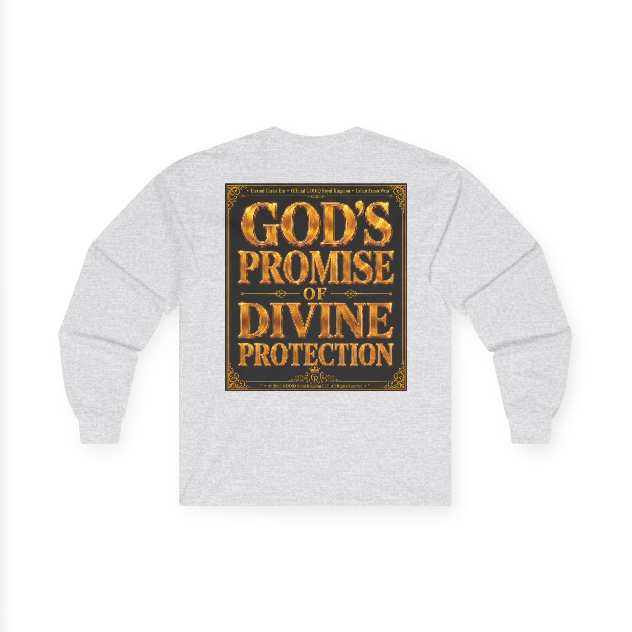 Psalm 91™ Long Sleeve Christian T-Shirt | God's Promise of Divine Protection | Premium Biblical Prayer Shirt | Luxury Faith-Based Scripture Apparel | GODiQ Royal Kingdom™ Urban Armor Wear
