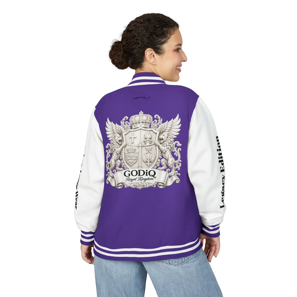 GODiQ Royal Kingdom™ Crest Letterman Jacket – Luxury Christian Varsity Jacket | Premium Heritage Streetwear | Urban Armor Wear™ Collegiate Bomber Coat