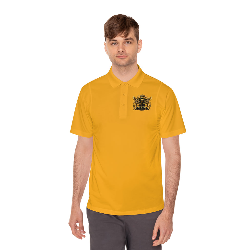 GODiQ Royal Kingdom™ Psalm 91 Men's Performance Polo – Premium Christian Golf Shirt | Luxury Gold Scripture Polo | Moisture-Wicking Faith Apparel