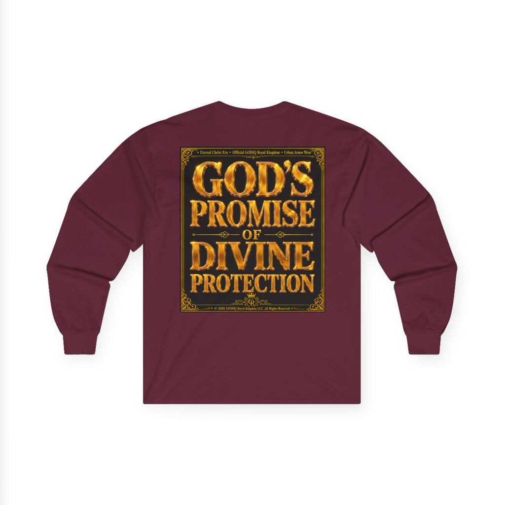 Psalm 91™ Long Sleeve Christian T-Shirt | God's Promise of Divine Protection | Premium Biblical Prayer Shirt | Luxury Faith-Based Scripture Apparel | GODiQ Royal Kingdom™ Urban Armor Wear