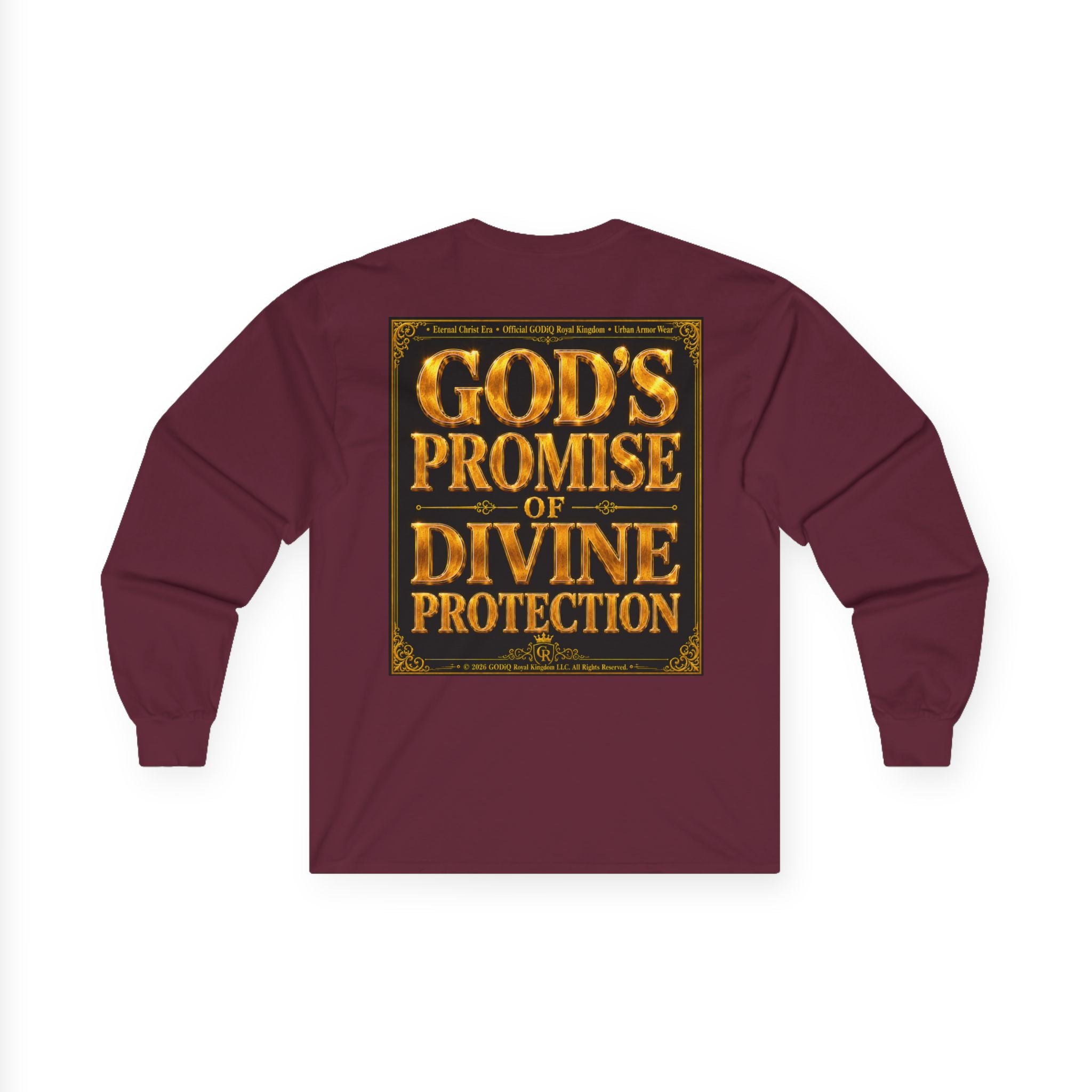 Psalm 91™ Long Sleeve Christian T-Shirt | God's Promise of Divine Protection | Premium Biblical Prayer Shirt | Luxury Faith-Based Scripture Apparel | GODiQ Royal Kingdom™ Urban Armor Wear