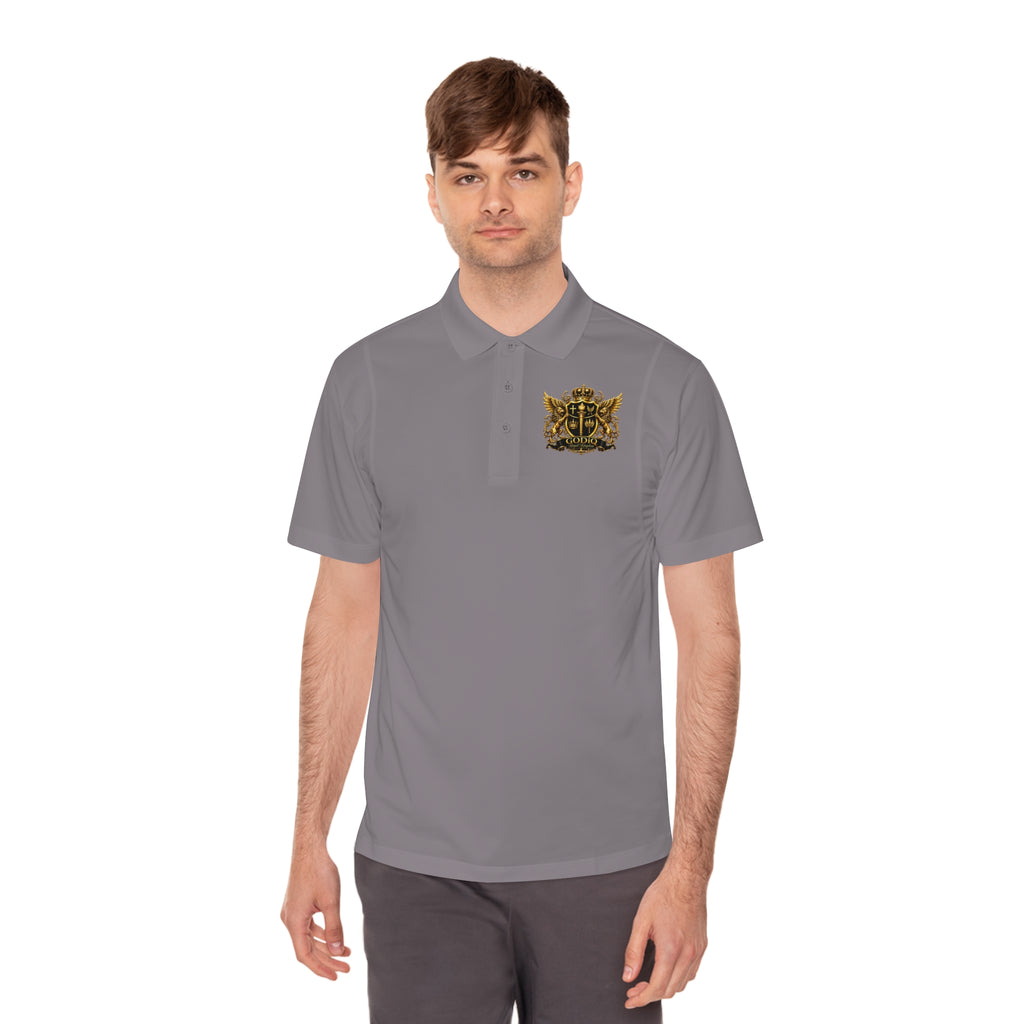 GODiQ Royal Kingdom™ Psalm 91 Men's Performance Polo – Premium Christian Golf Shirt | Luxury Gold Scripture Polo | Moisture-Wicking Faith Apparel