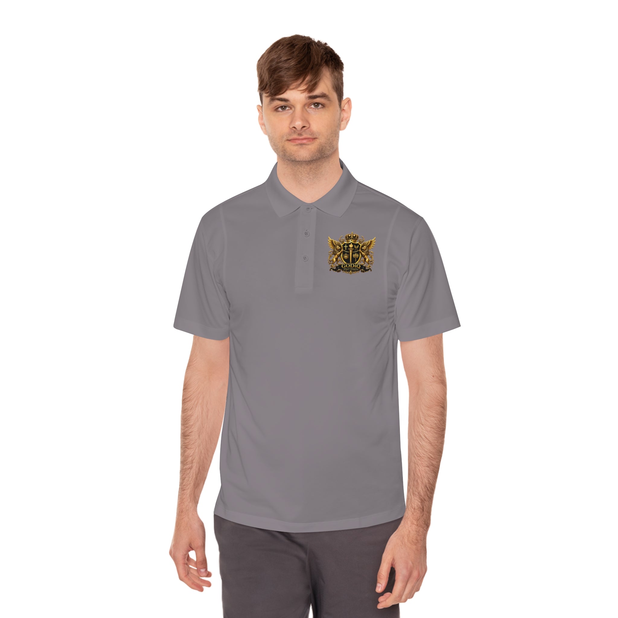 GODiQ Royal Kingdom™ Psalm 91 Men's Performance Polo – Premium Christian Golf Shirt | Luxury Gold Scripture Polo | Moisture-Wicking Faith Apparel